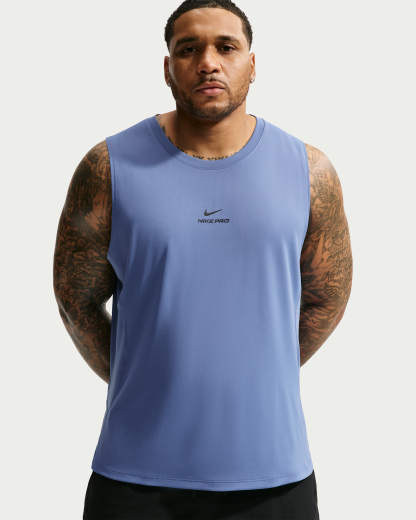 Nike Pro Men's Dri-FIT Training Tank - Indigo Storm/Black - View 9