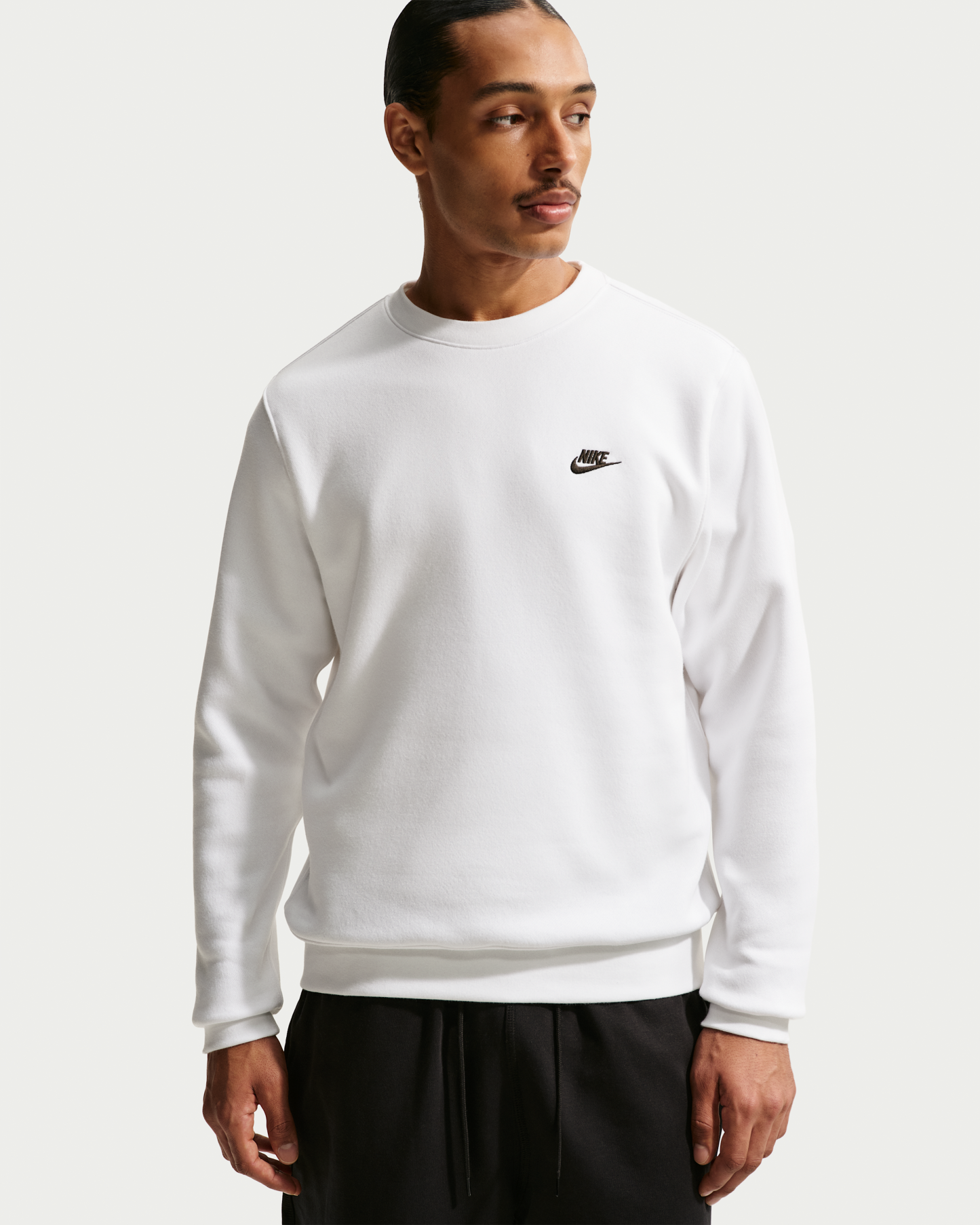 Nike Club Men's Fleece Crew - White/Black - View 1