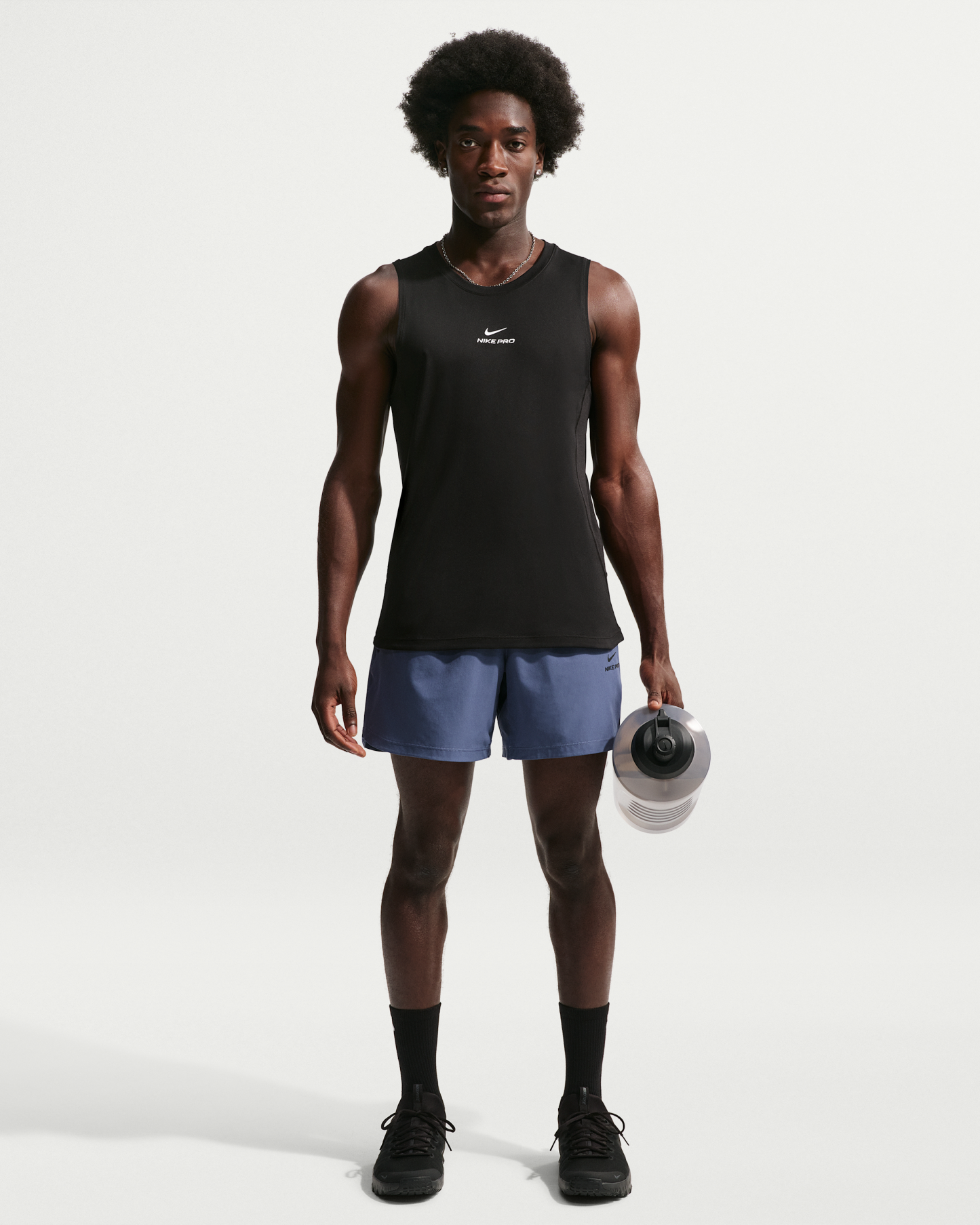 Nike Pro Men's Dri-FIT Training Tank - Black/White - View 4
