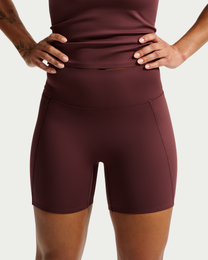 Nike Universa Women's High-Waisted 12.5cm (approx.) Biker Shorts with No Front Seam - Mystic Dates/Mystic Dates/Burgundy Crush - View 2