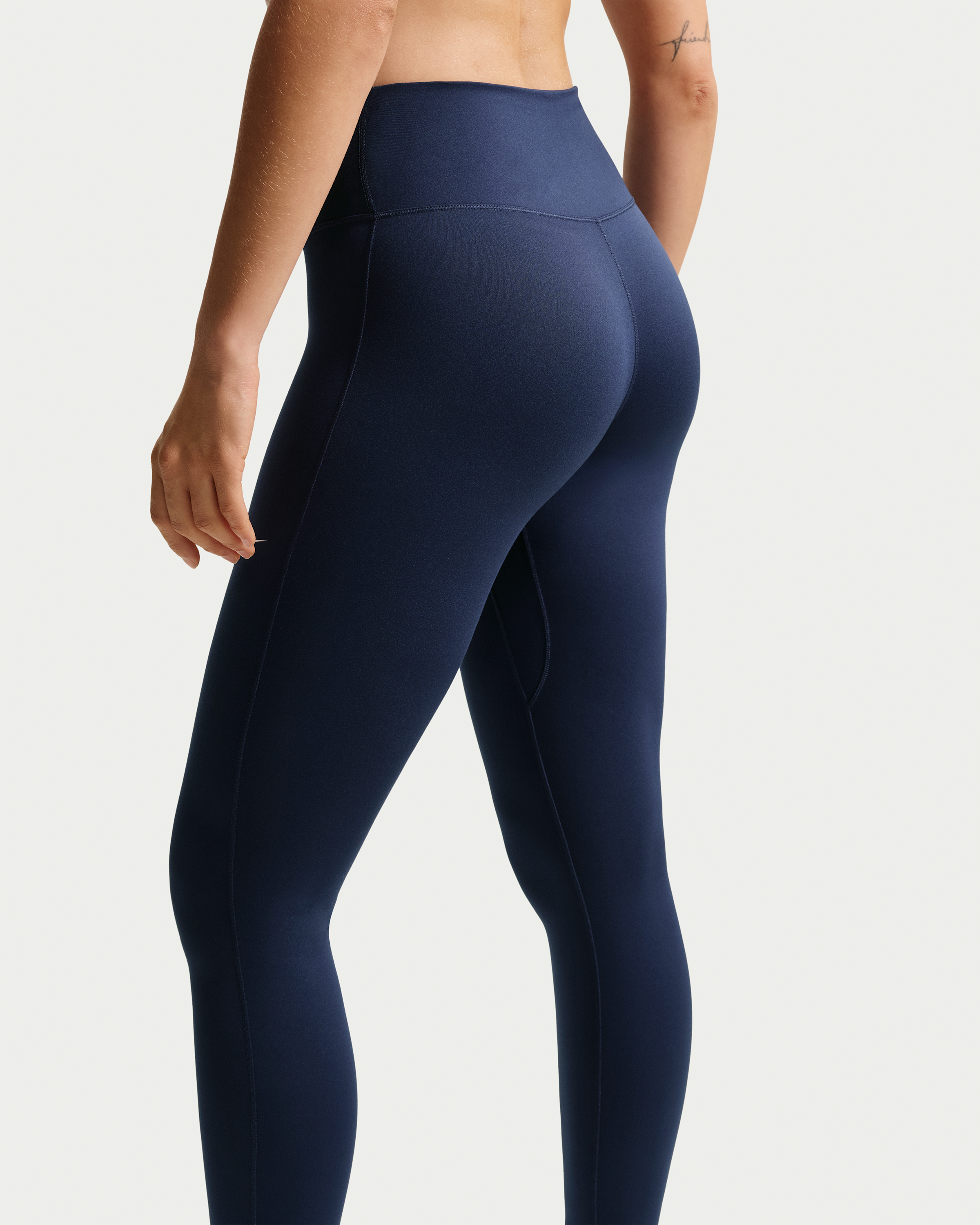 Nike One Seamless Front Women's High-Waisted Full-Length Leggings - Midnight Navy/White - View 3