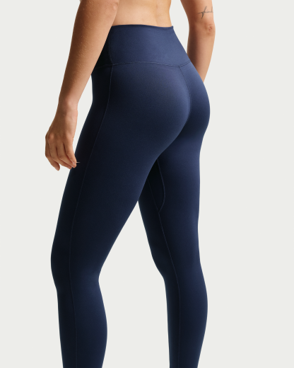 Nike One Seamless Front Women's High-Waisted Full-Length Leggings - Midnight Navy/White - View 3