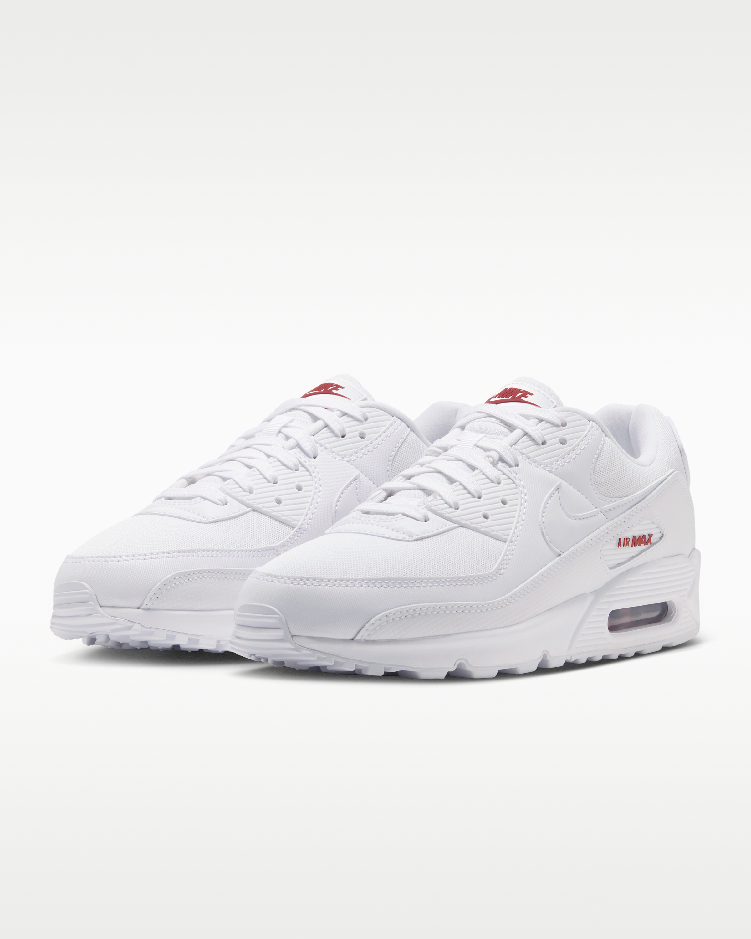 Nike Air Max 90 Men's Shoes - White/Tough Red/White - View 5