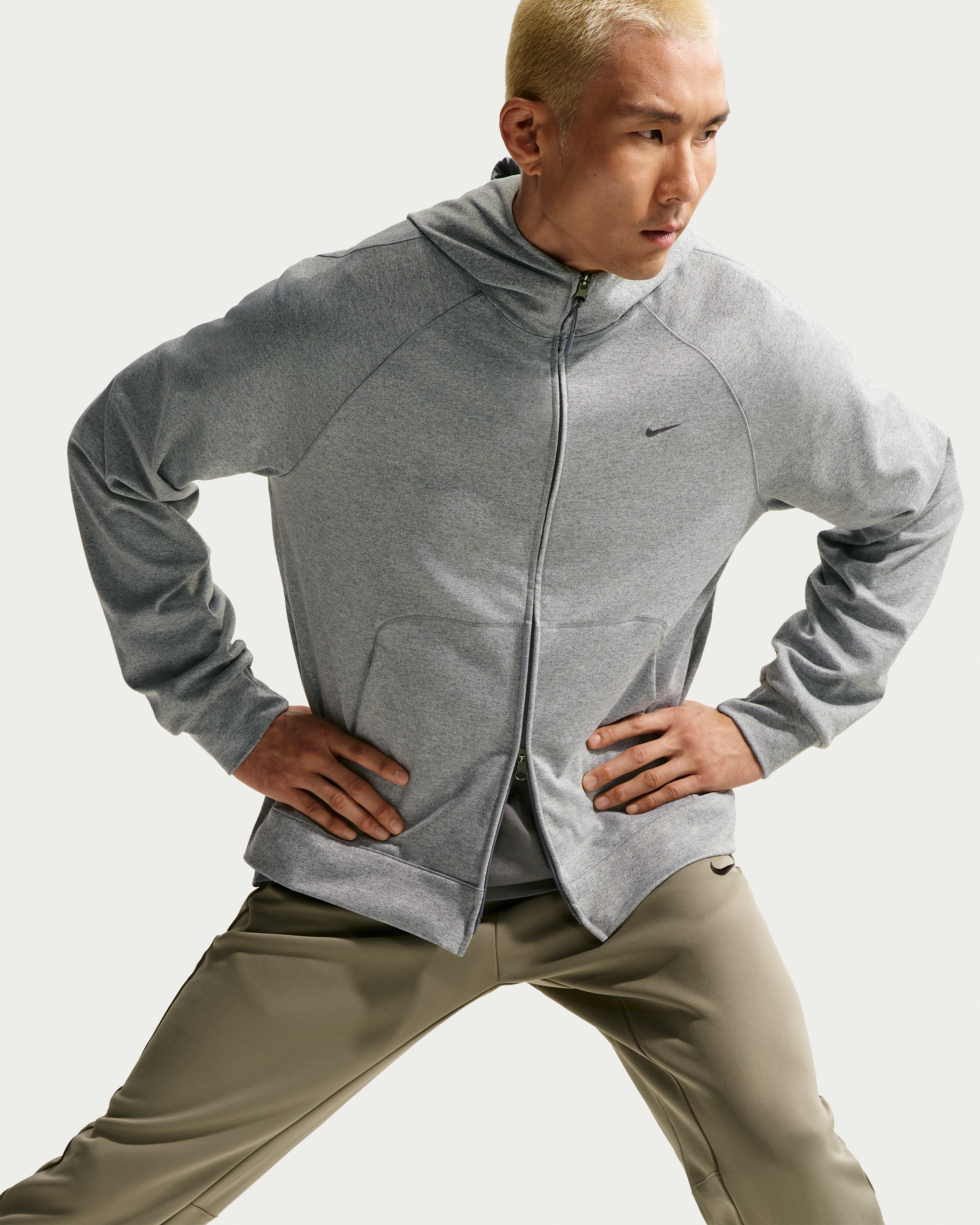 Nike Primary NanoKnit Men's Dri-FIT UV Protection Full-Zip Performance Hoodie - Smoke Grey/Heather/Smoke Grey - View 3