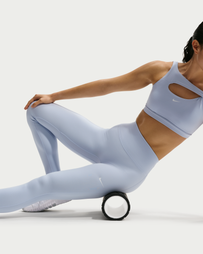Nike One Seamless Front Women's High-Waisted Full-Length Leggings - Hydrogen Blue/White - View 4