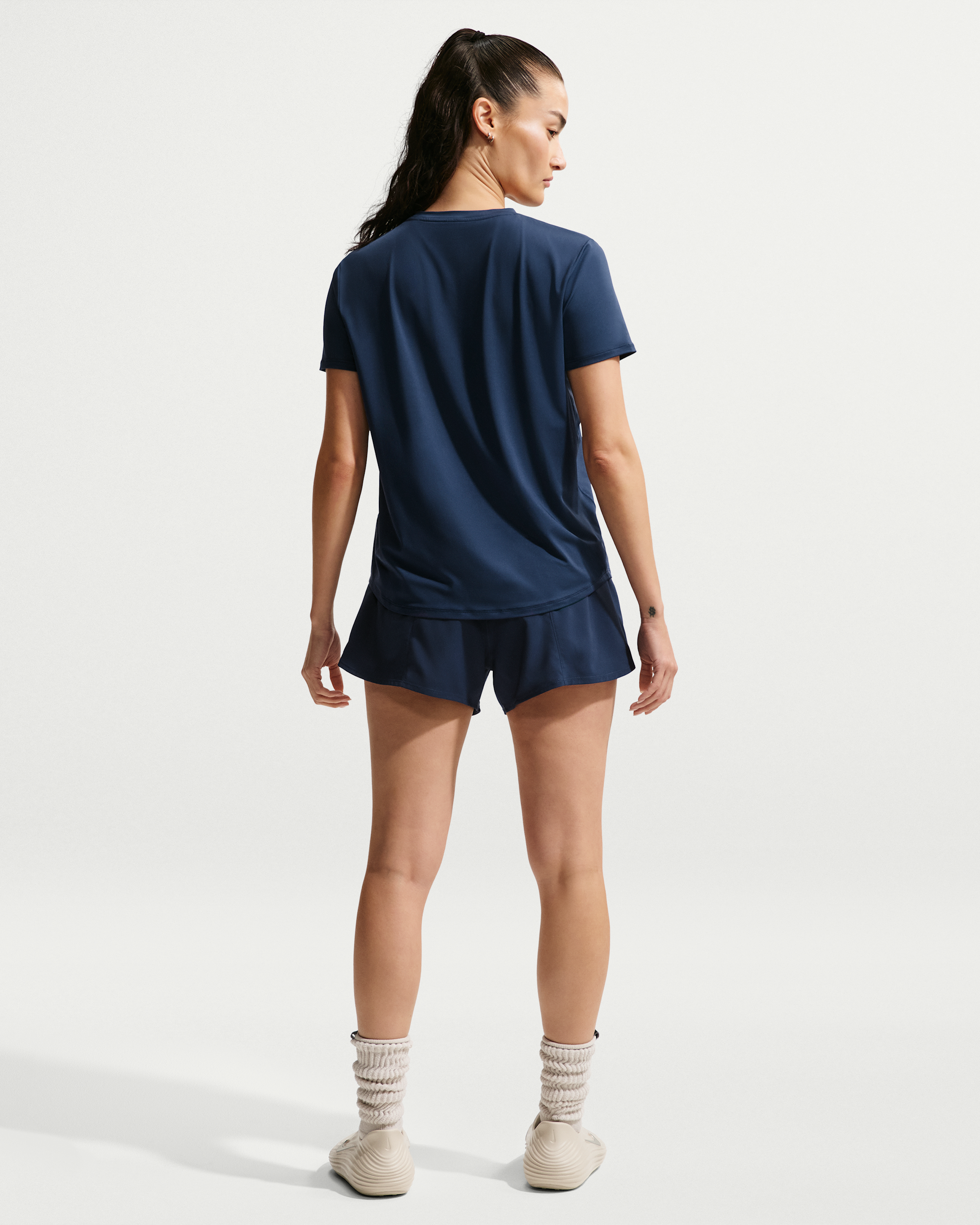 Nike One Classic Women's Dri-FIT Short-Sleeve Top - Midnight Navy/White - View 5