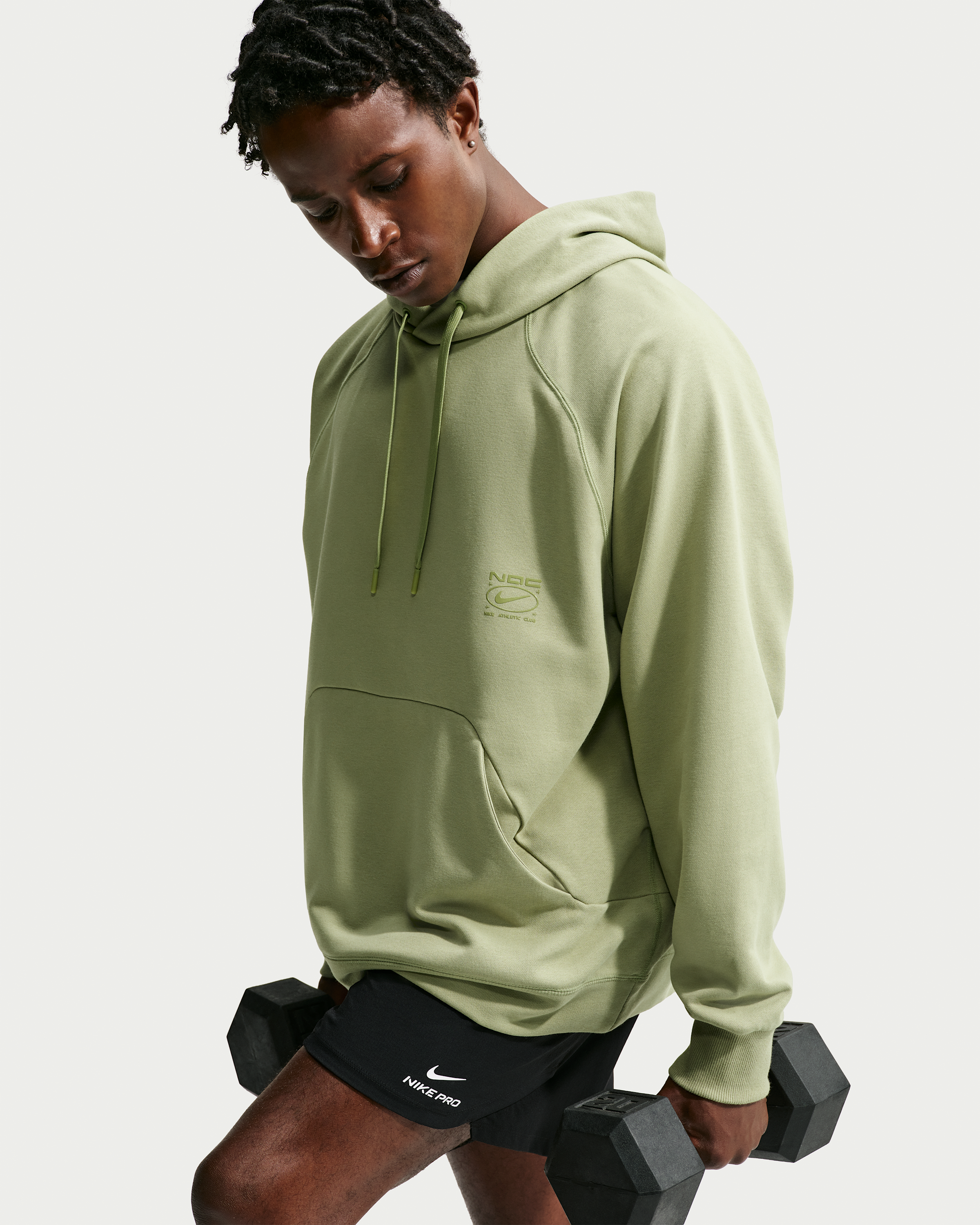 Nike N.A.C. Men's Dri-FIT Oversized Fleece Training Hoodie - Dusty Olive/Dusty Olive - View 3