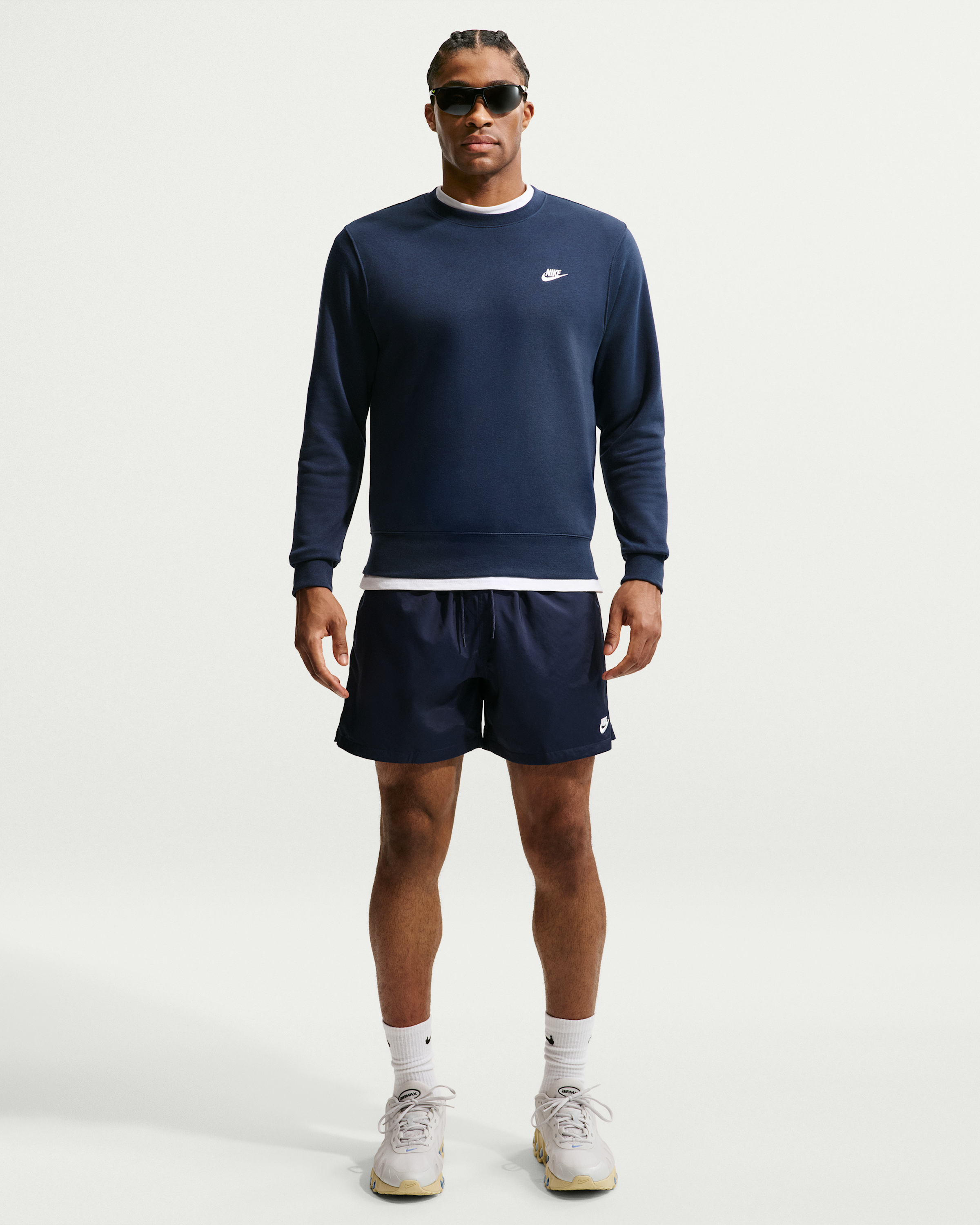 Nike Club Men's Fleece Crew - Obsidian/White - View 4