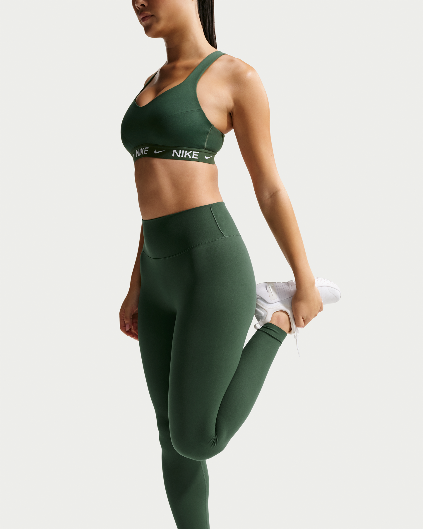 Nike Zenvy Women's High-Waisted Full-Length Leggings with No Front Seam - Fir/White - View 4