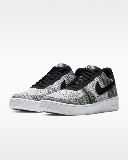 Nike Air Force 1 Flyknit 2.0 Shoes - Black/Black/White/Pure Platinum - View 5