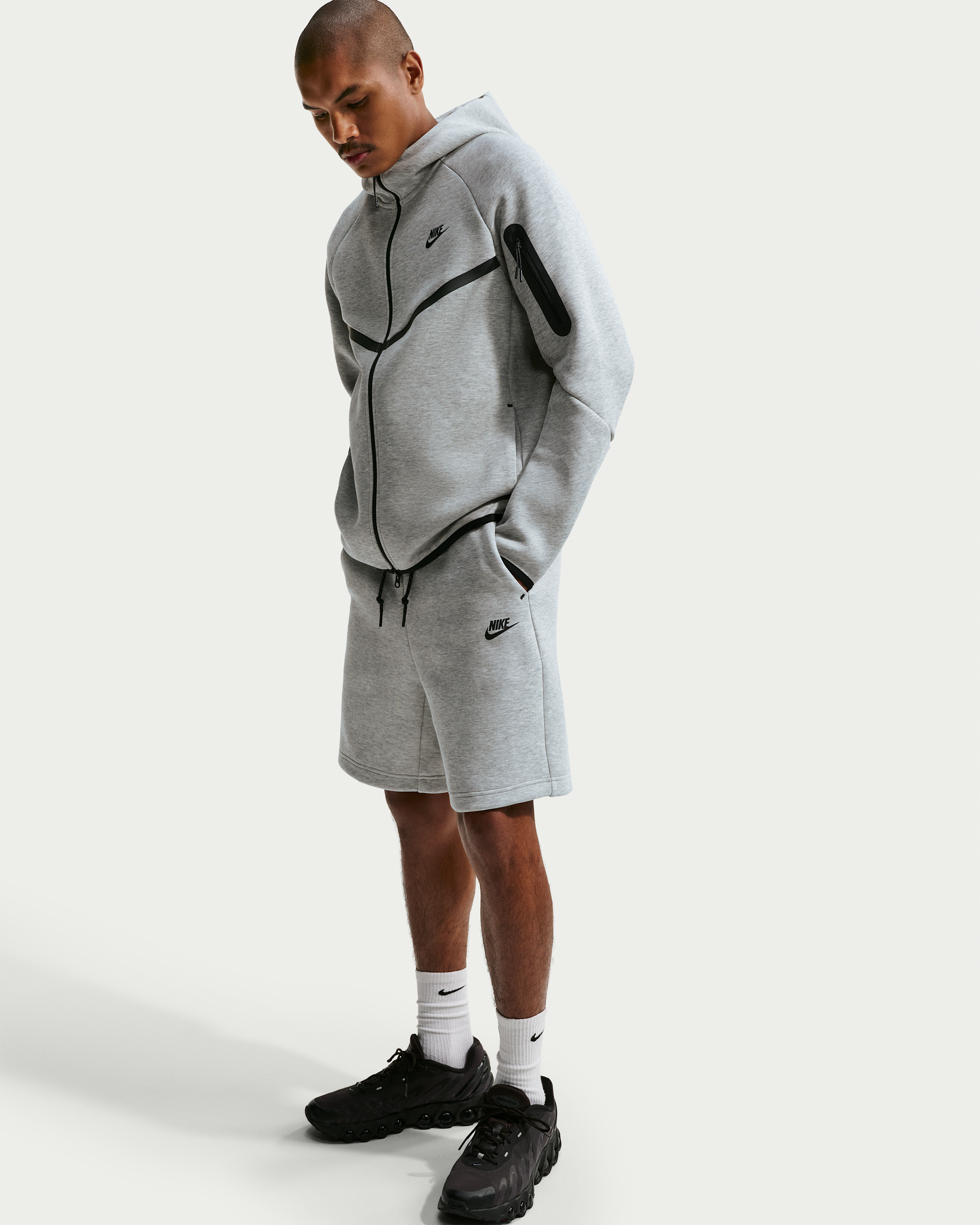 Nike Tech Men's Fleece Shorts - Dark Grey Heather/Black - View 4