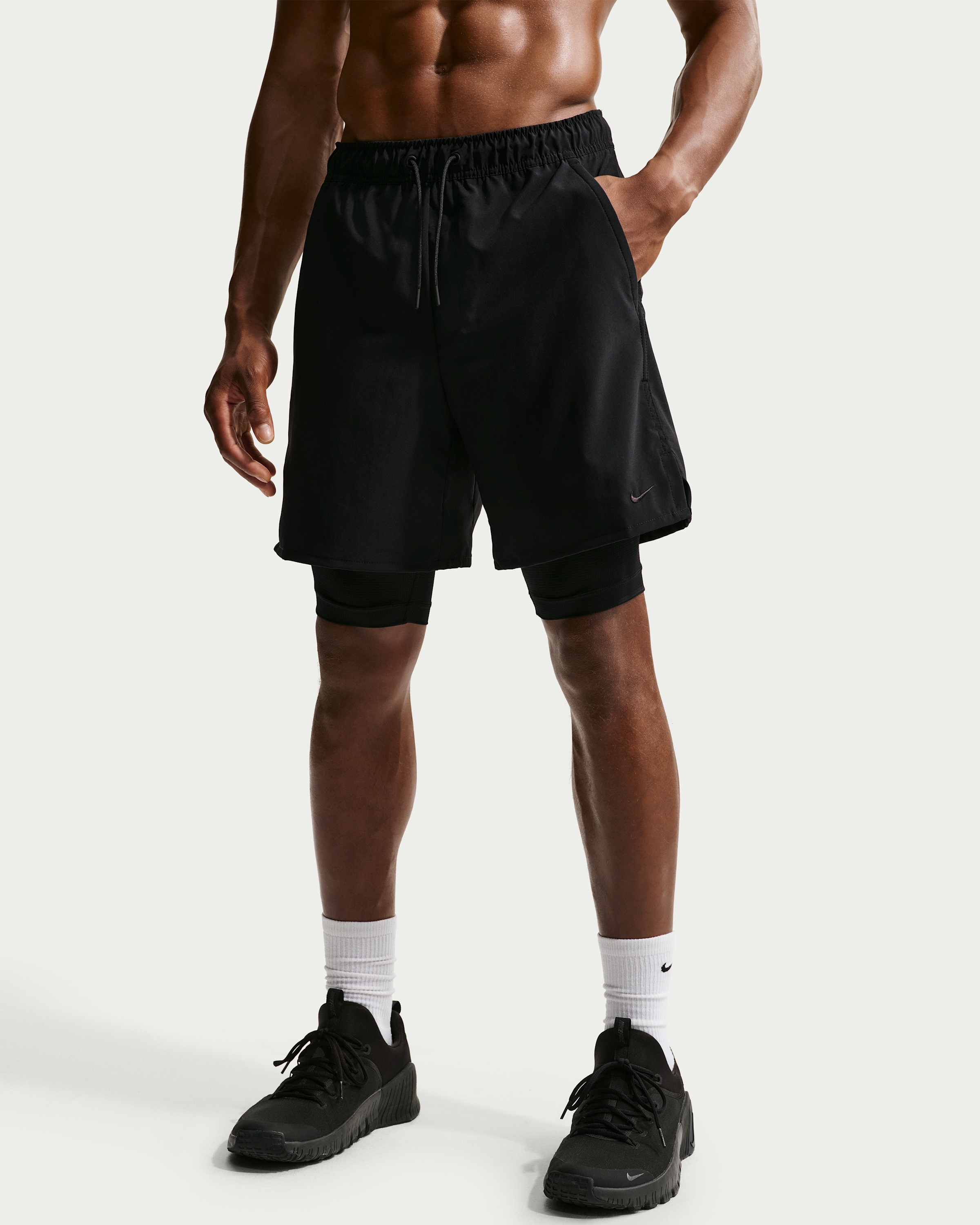 Nike Unlimited Men's Dri-FIT 18cm (approx.) 2-in-1 Versatile Shorts - Black/Black/Black/Black - View 2