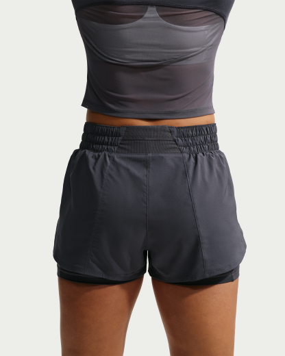 Nike One Women's Dri-FIT Mid-Rise 8cm (approx.) 2-in-1 Shorts - Gridiron/White - View 3