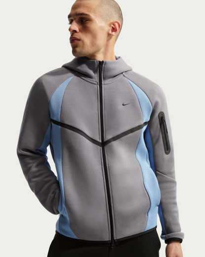 Nike Tech Men's Colour-Block Full-Zip Fleece Windrunner Jacket - Pencil Point/Work Blue/Black - View 1