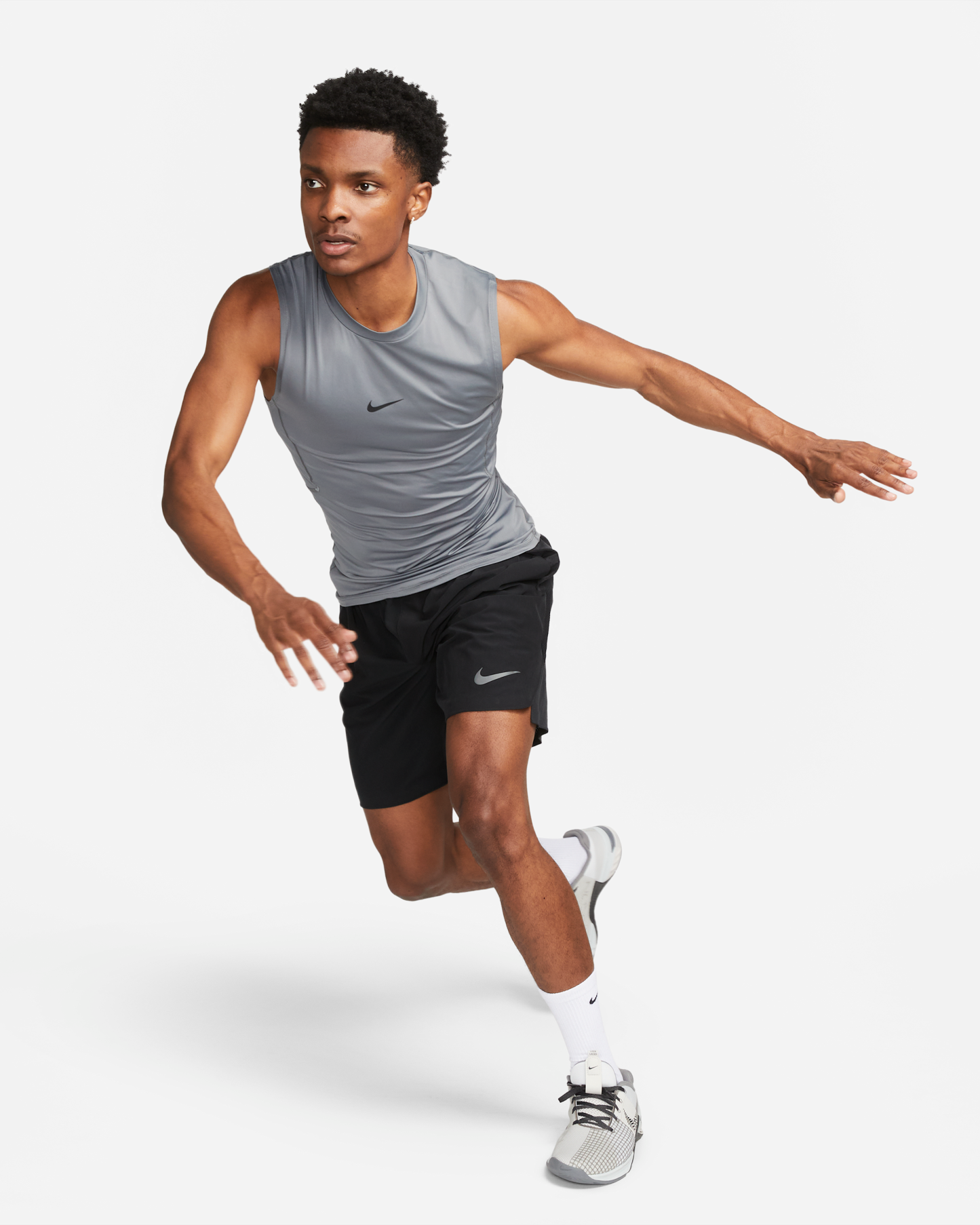 Nike Pro Men's Dri-FIT Tight Sleeveless Fitness Top - Smoke Grey/Black - View 6