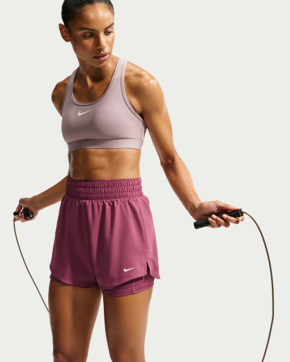 Nike One Women's Dri-FIT High-Waisted 8cm (approx.) 2-in-1 Shorts - Pink Smoke/White - View 4