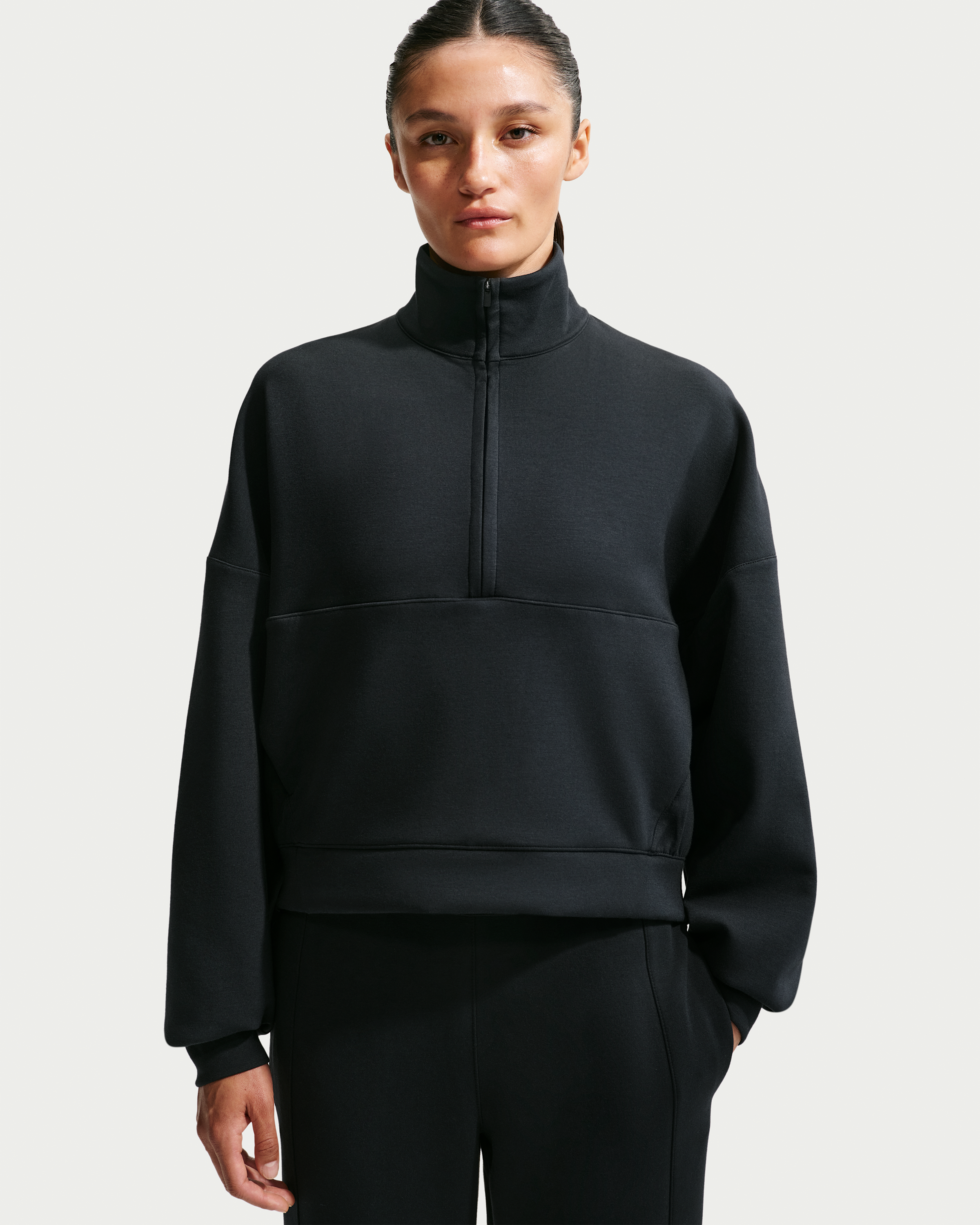 Nike 24.7 ImpossiblySoft Women's Dri-FIT Oversized 1/2-Zip Top - Black/Dark Smoke Grey - View 1