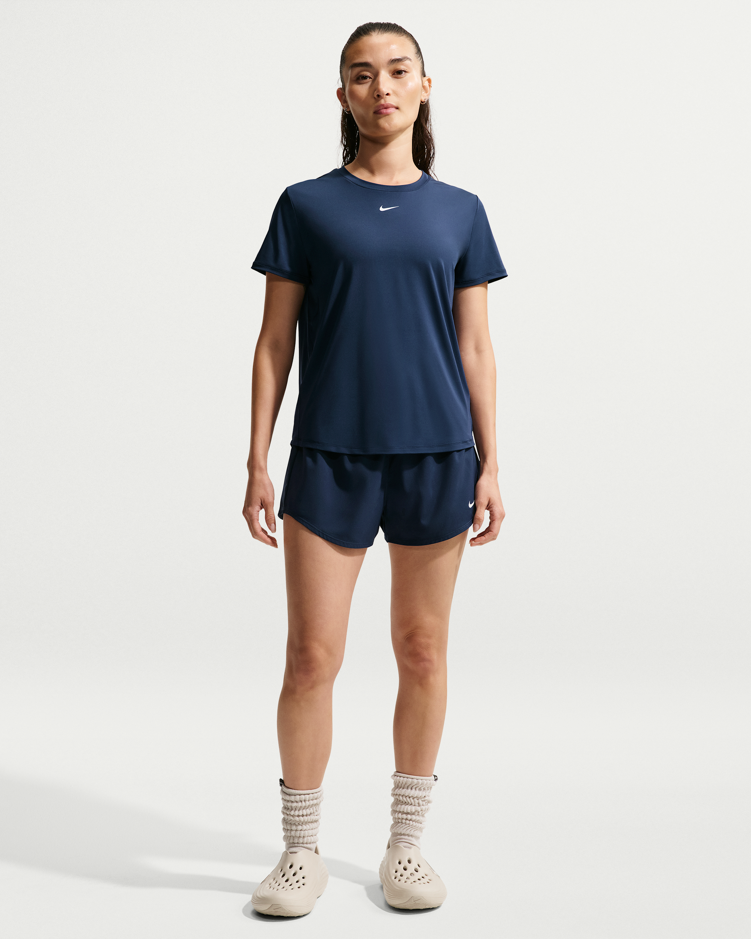Nike One Classic Women's Dri-FIT Short-Sleeve Top - Midnight Navy/White - View 4