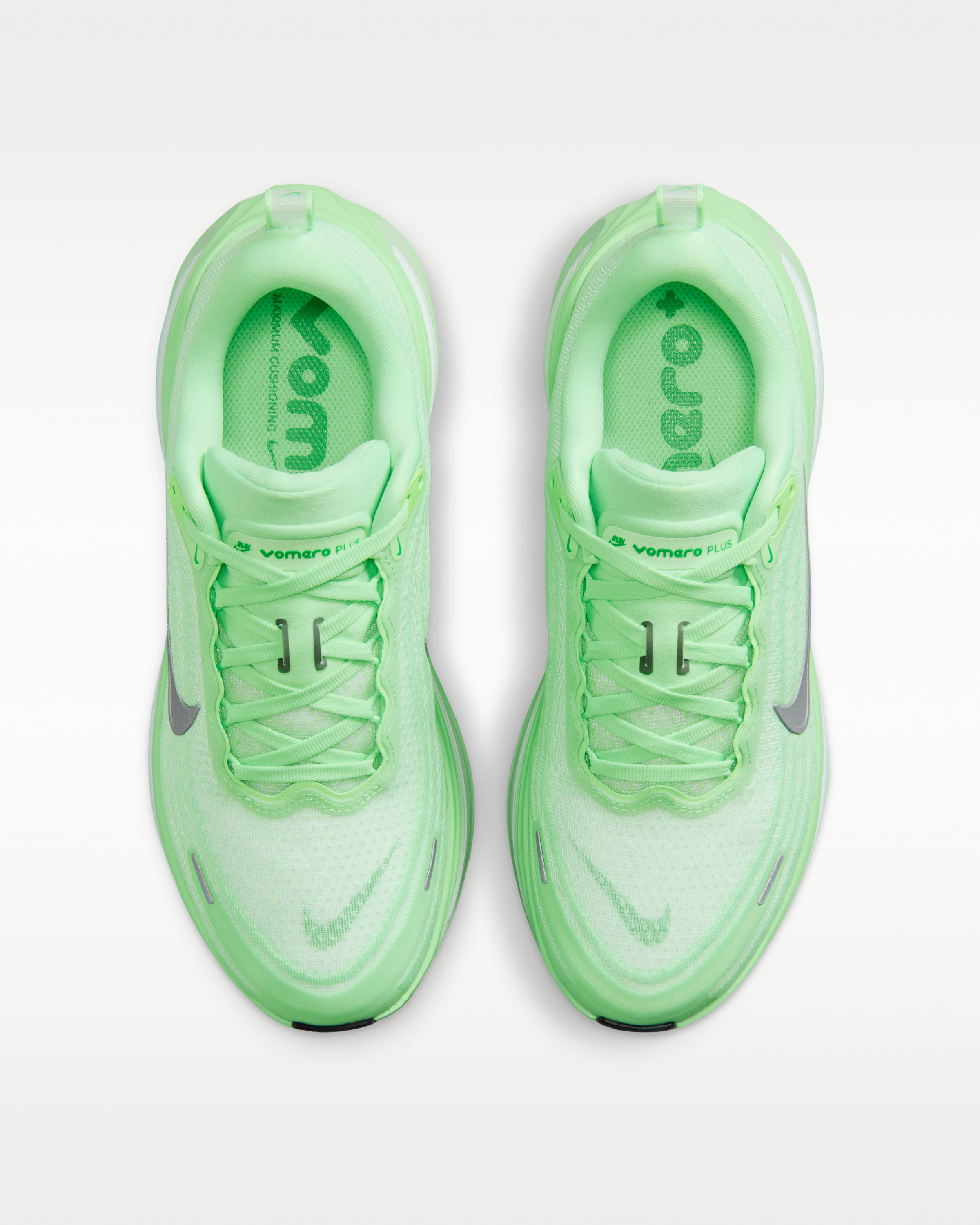 Nike Vomero Plus Women's Road Running Shoes - White/Illusion Green/Cucumber Calm/Metallic Silver - View 4