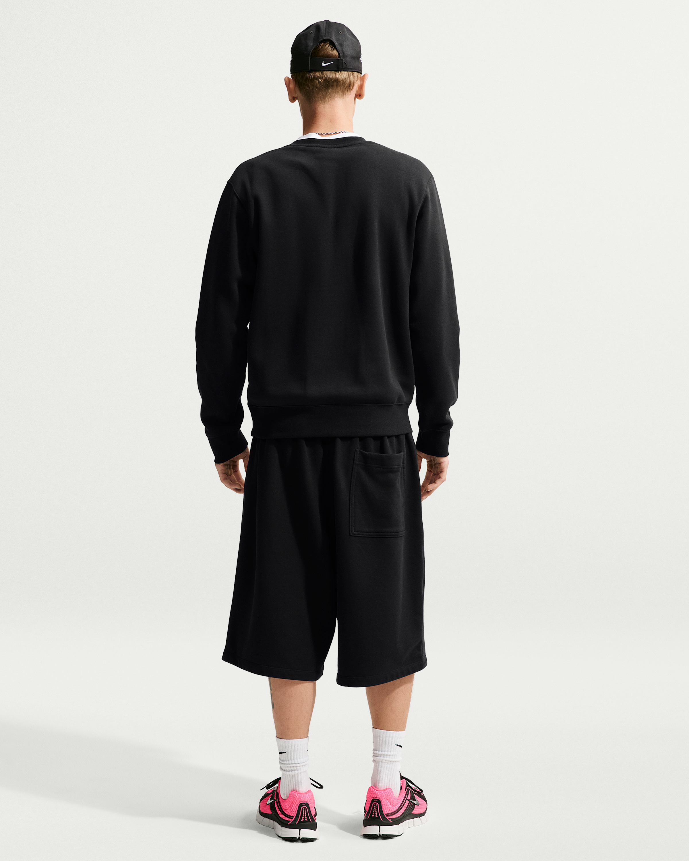 Nike Club Men's Fleece Crew - Black/Metallic Silver - View 5