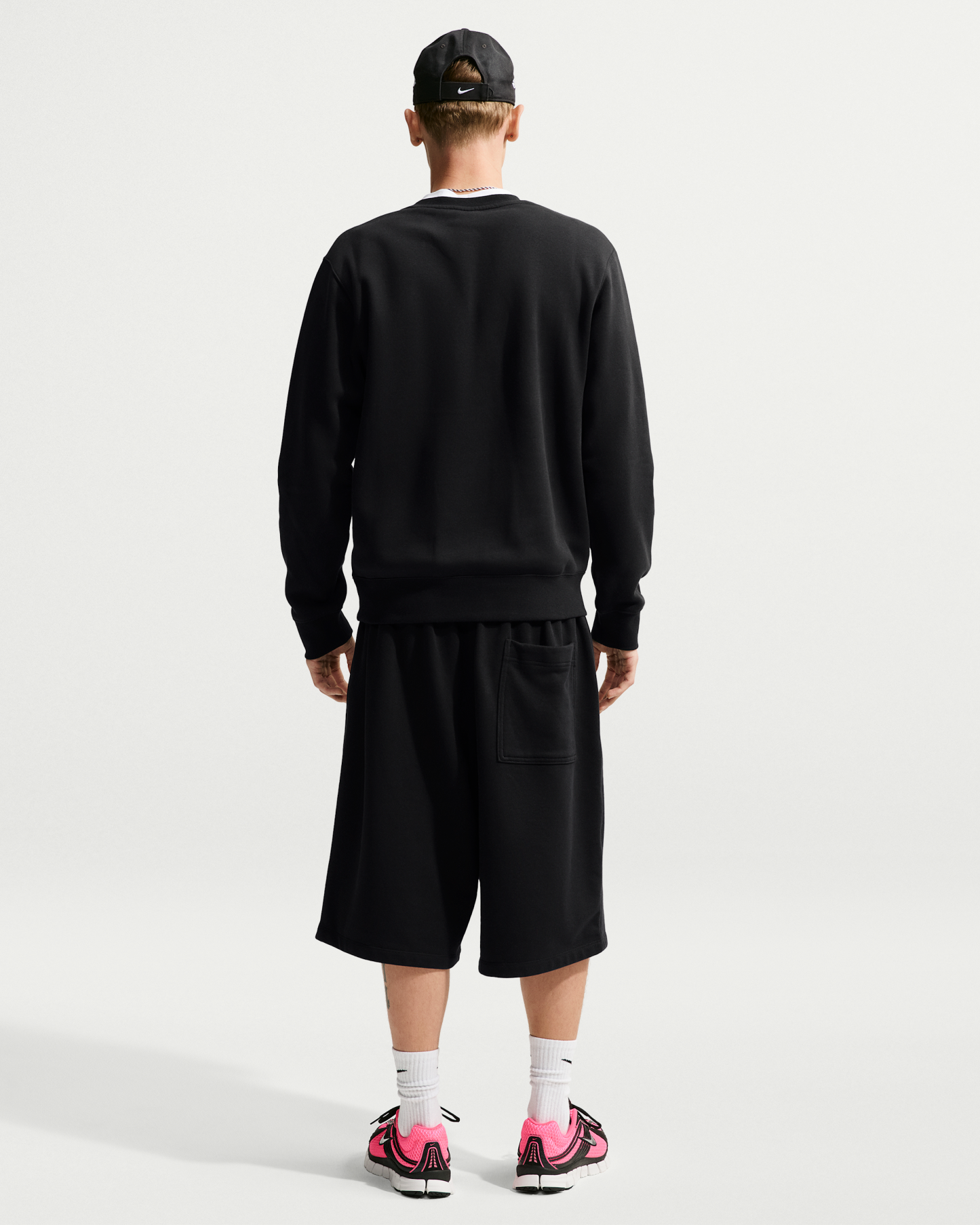 Nike Club Men's Fleece Crew - Black/Metallic Silver - View 5