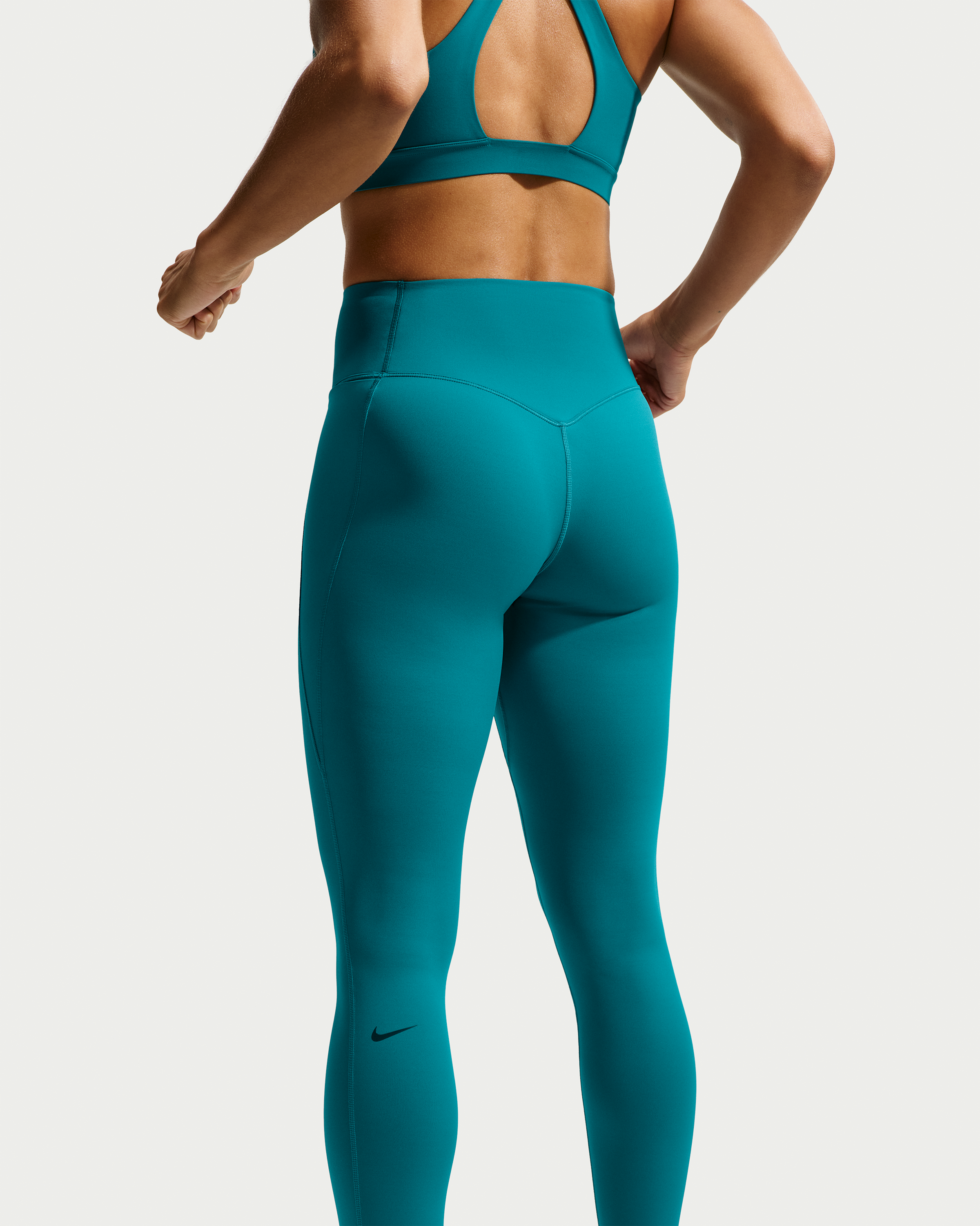 Nike Universa Women's High-Waisted Full-Length Leggings with No Front Seam - Bright Spruce/Bright Spruce/Midnight Turquoise - View 3