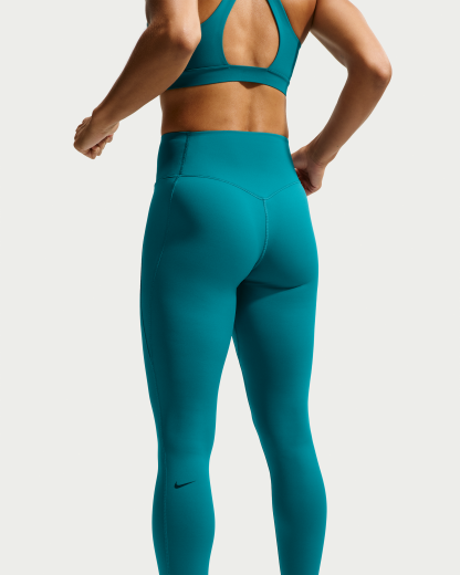 Nike Universa Women's High-Waisted Full-Length Leggings with No Front Seam - Bright Spruce/Bright Spruce/Midnight Turquoise - View 3