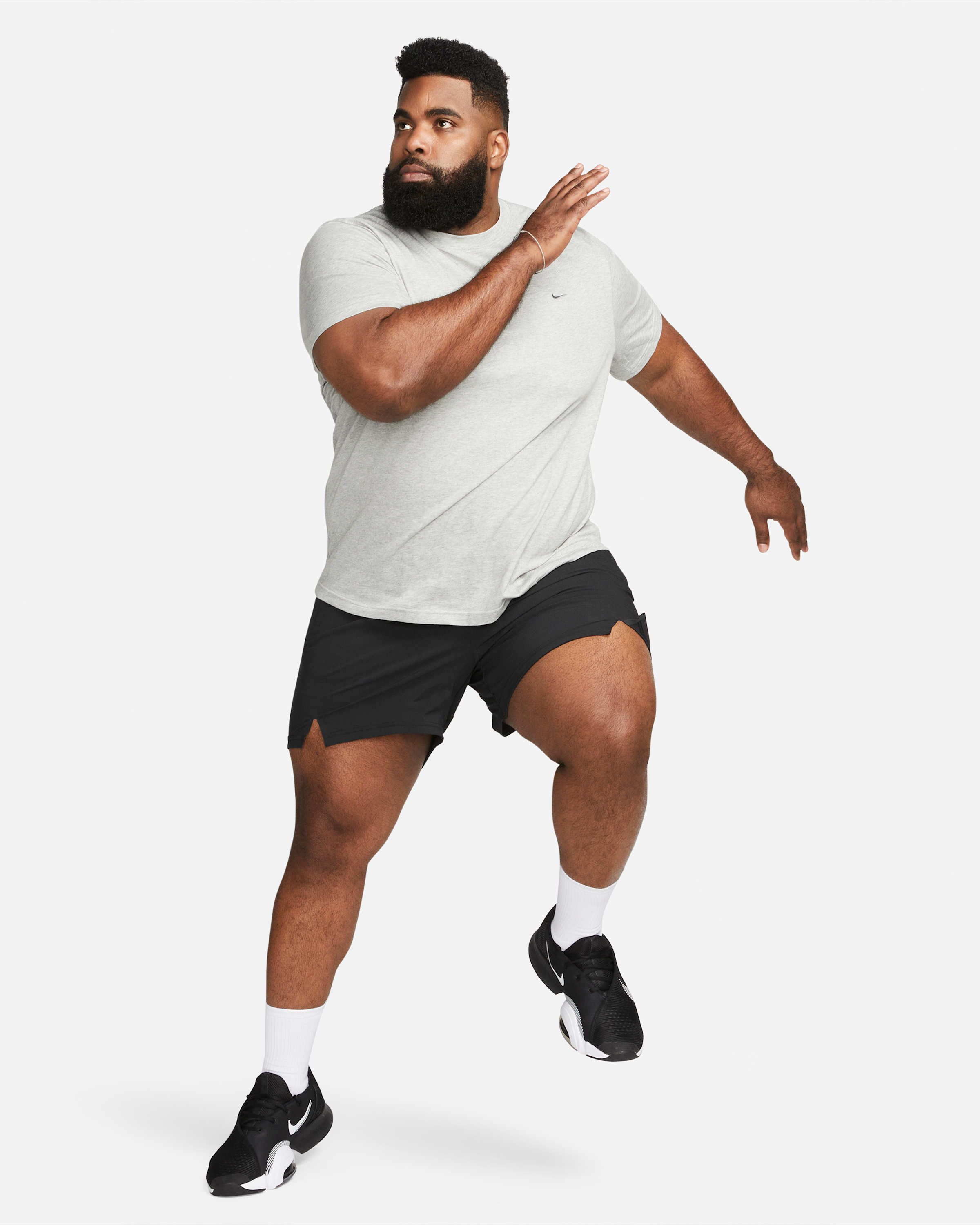 Nike Primary Men's Dri-FIT Short-sleeve Versatile Top - Dark Grey Heather/Heather/Smoke Grey - View 14