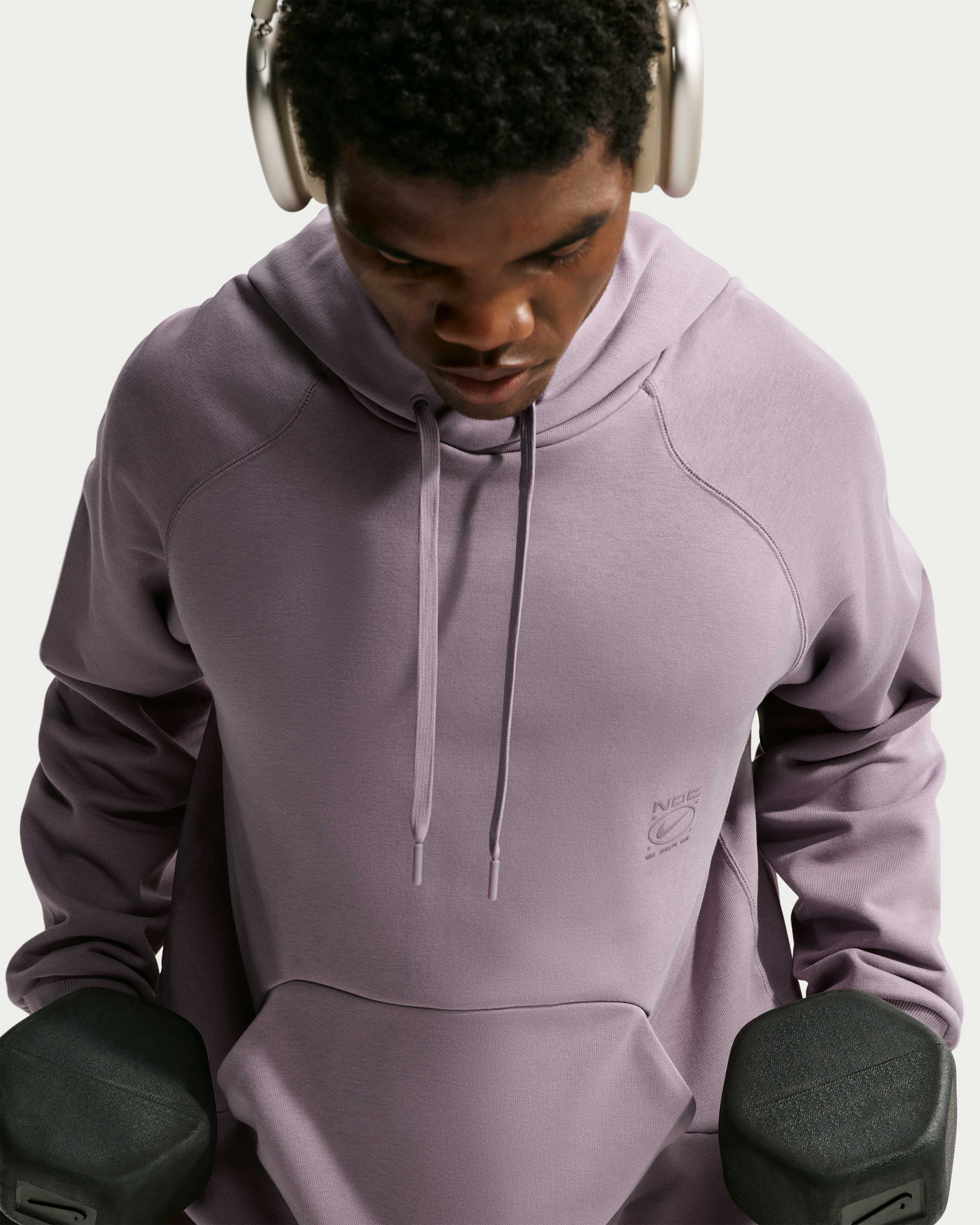 Nike N.A.C. Men's Dri-FIT Oversized Fleece Training Hoodie - Purple Smoke/Purple Smoke - View 3
