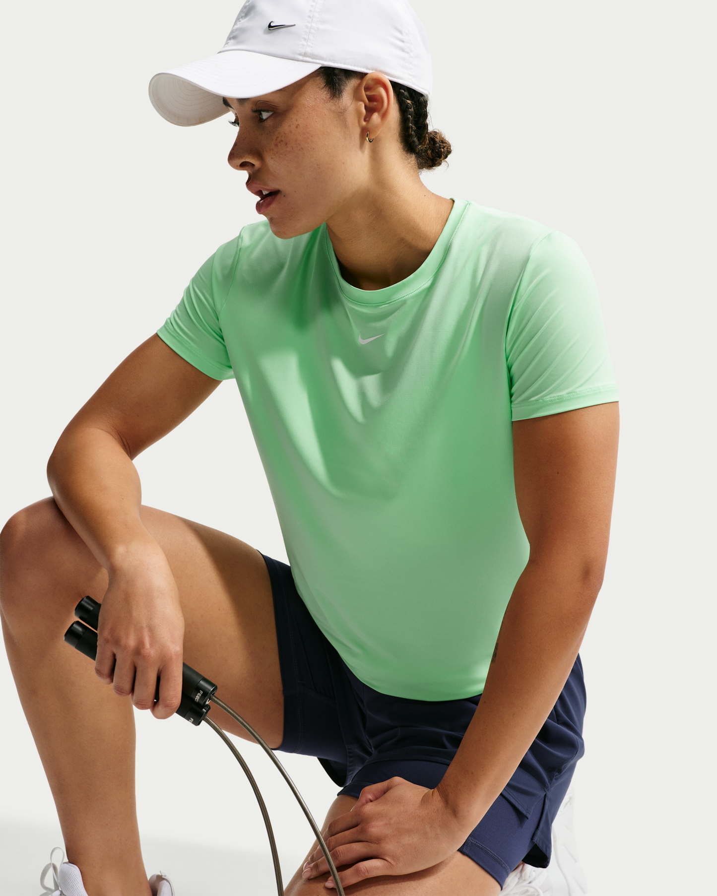 Nike One Classic Women's Dri-FIT Short-Sleeve Top - Cucumber Calm/White - View 3