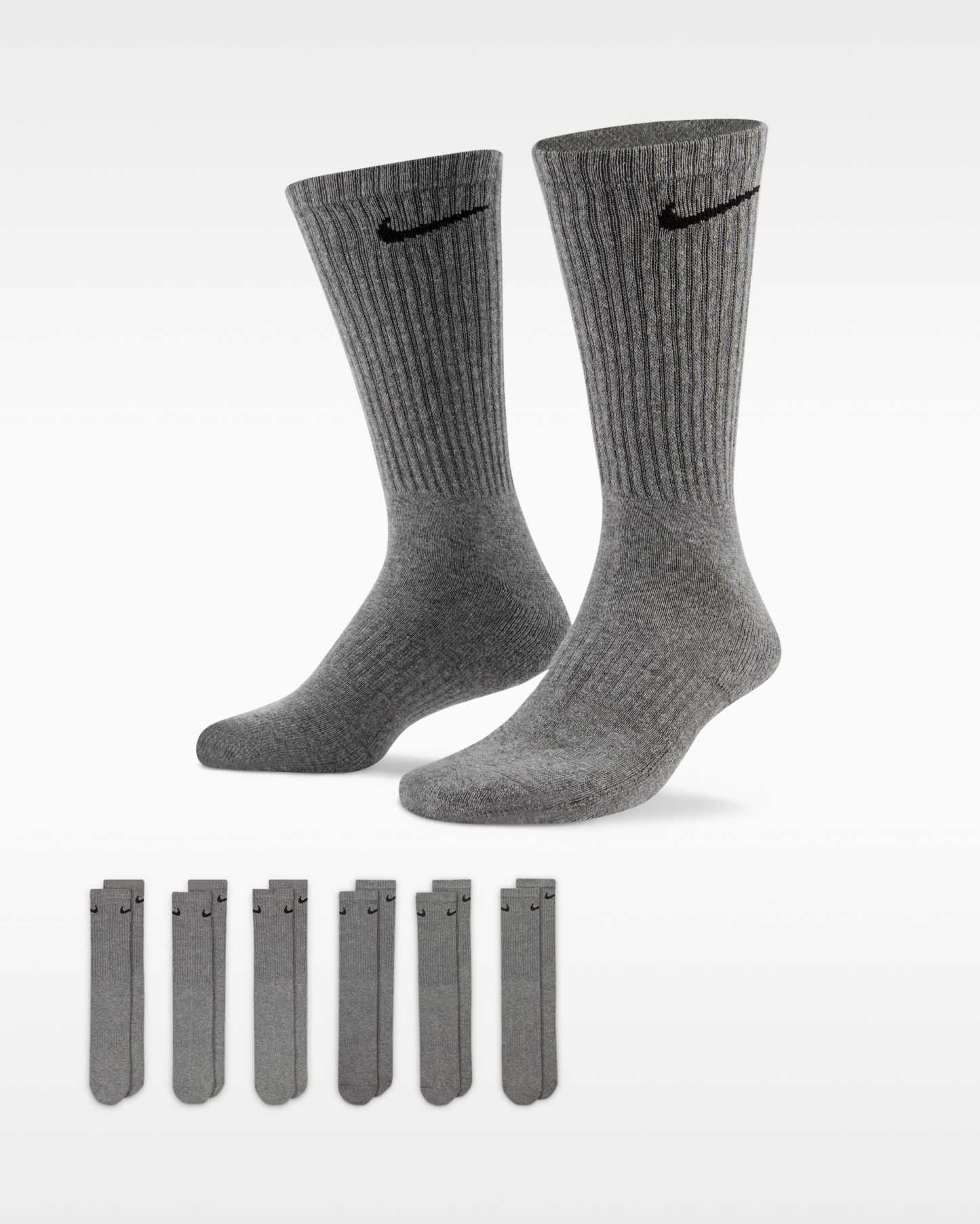 Nike Everyday Cushioned Training Crew Socks (6 Pairs) - Carbon Heather/Black - View 1