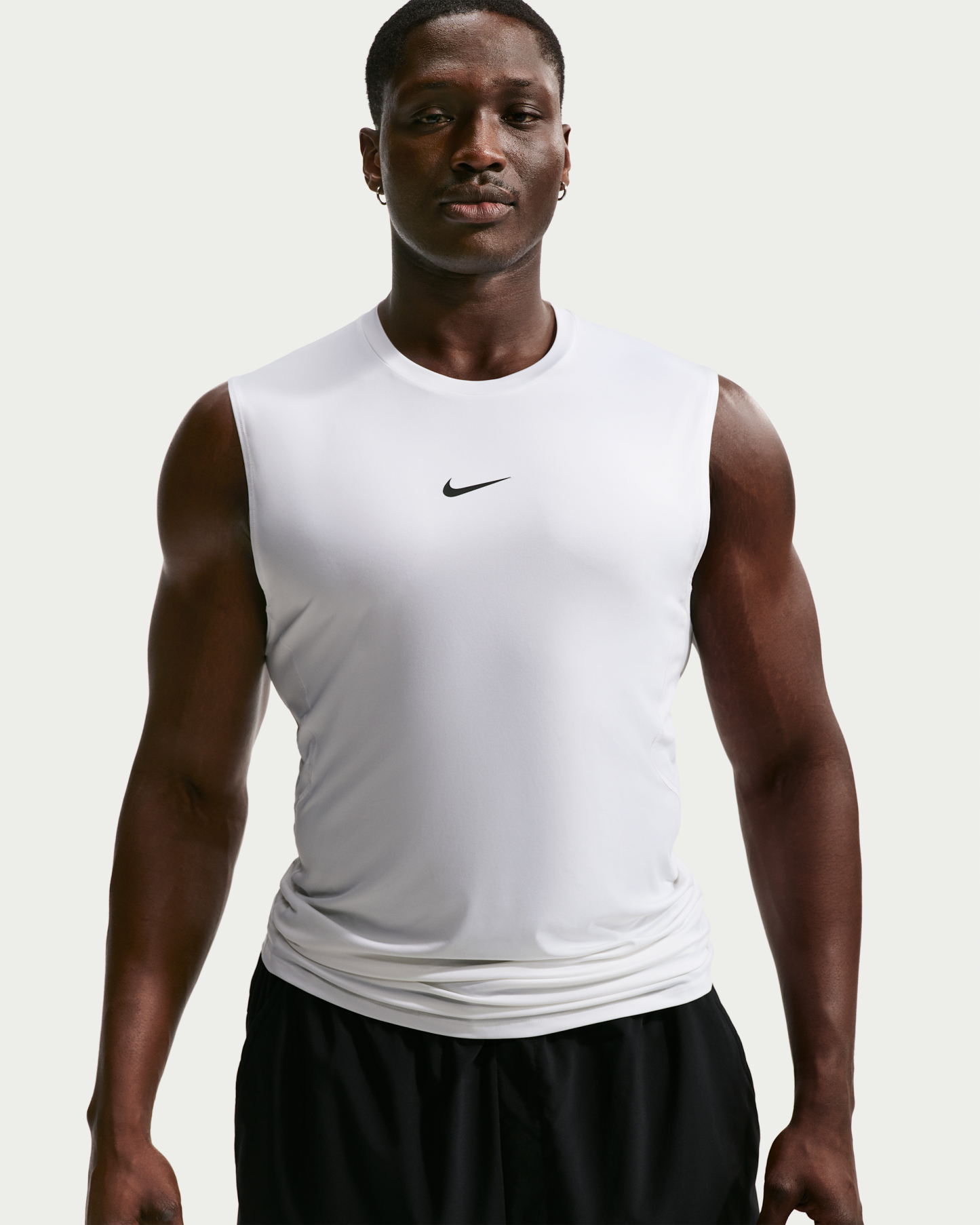 Nike Pro Men's Dri-FIT Tight Sleeveless Fitness Top - White/Black - View 6