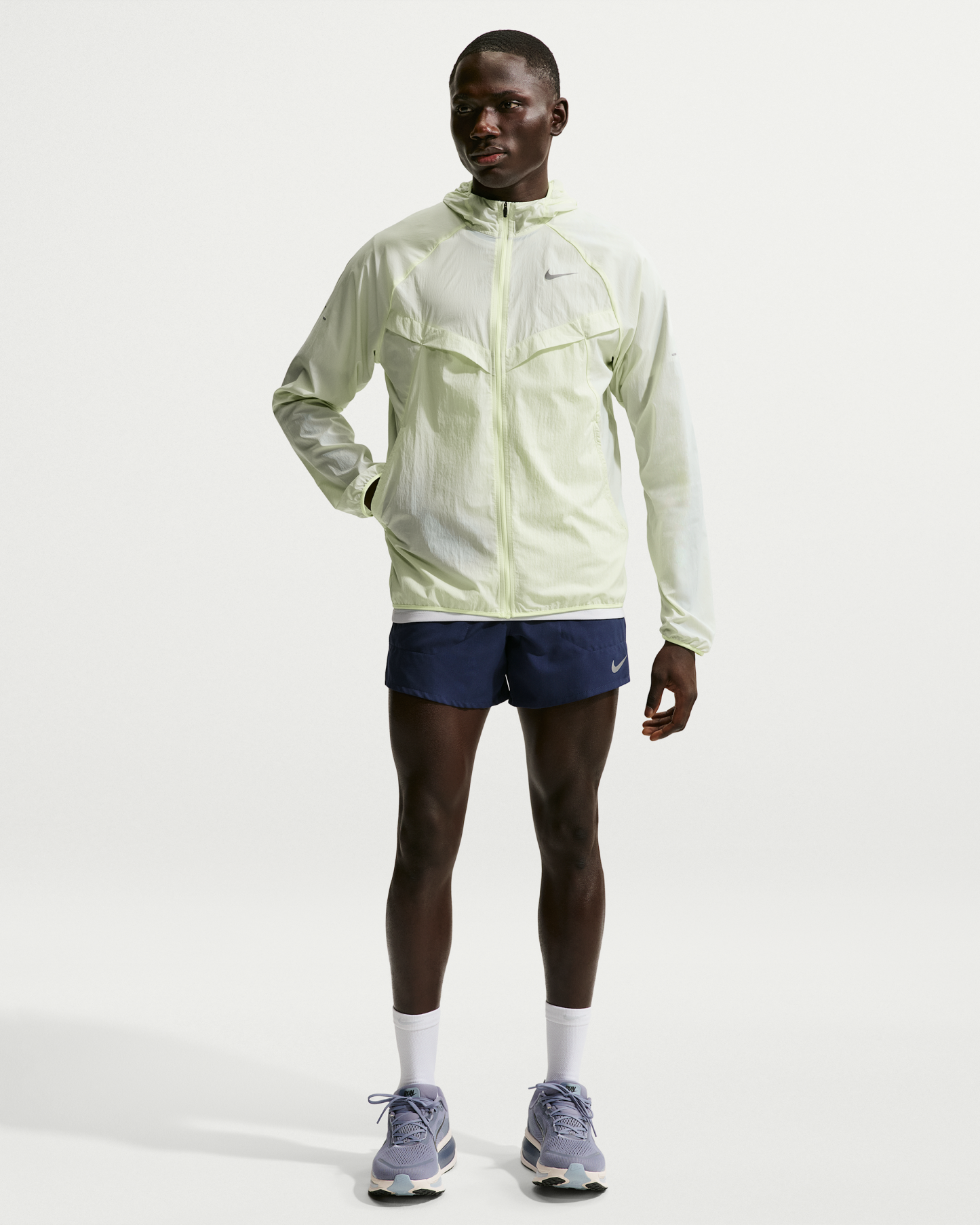 Nike Stride Men's Repel UV Running Jacket - Barely Volt/Barely Volt - View 4