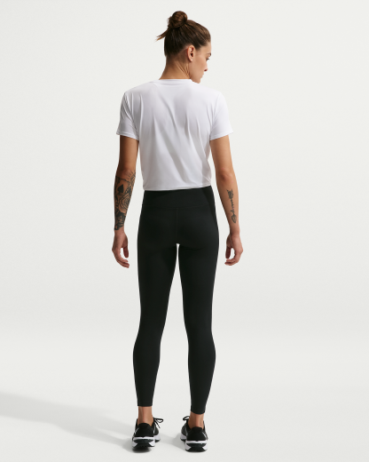 Nike One Seamless Front Women's High-Waisted Full-Length Leggings - Black/White - View 5
