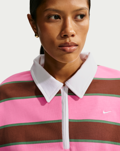 Nike Sportswear  Women's 1/4-Zip Sweatshirt - Pinksicle/Pine Green/Cacao Wow - View 3