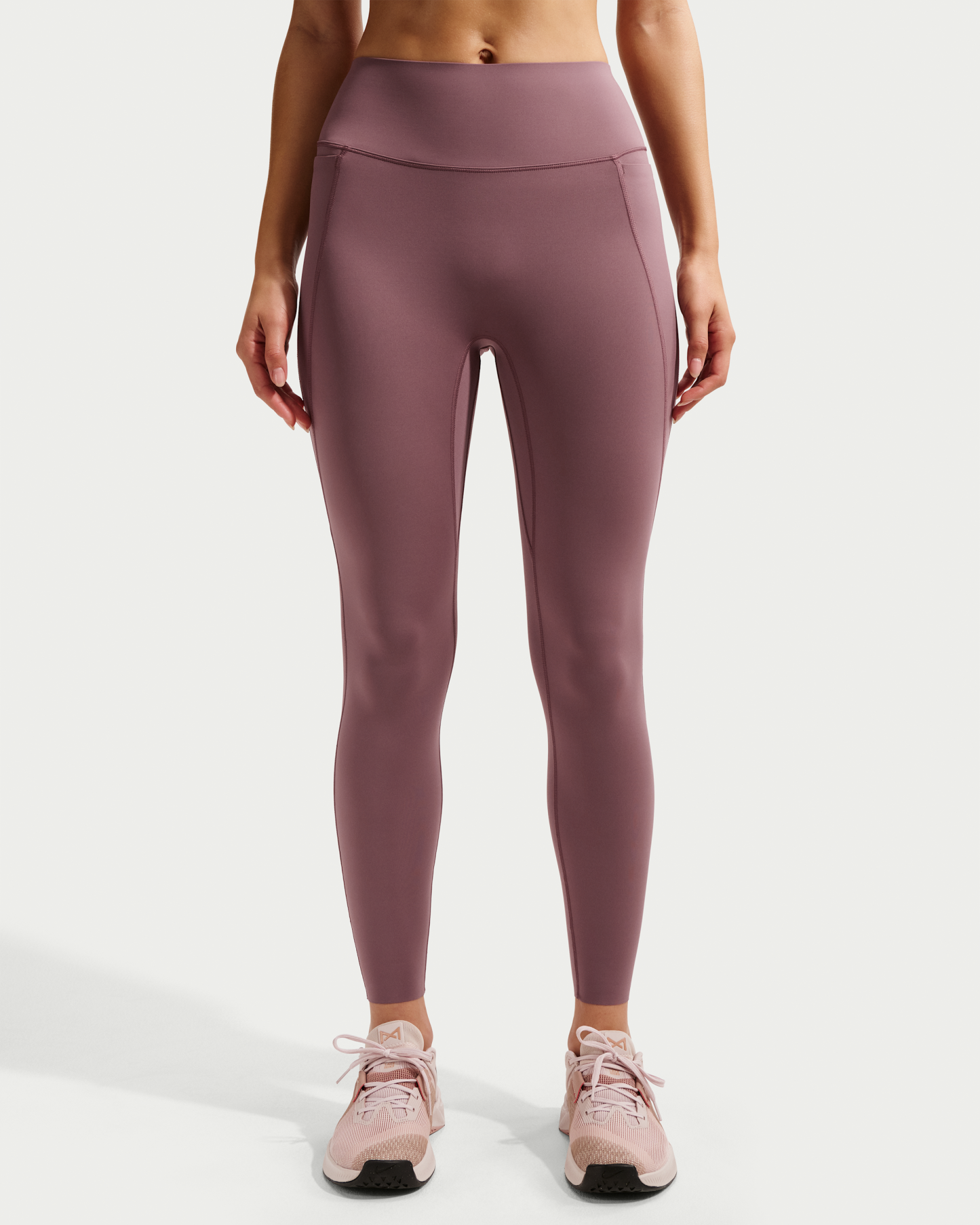 Nike Universa Women's High-Waisted 7/8 Leggings with No Front Seam - Tattoo/Tattoo/Burgundy Crush - View 2