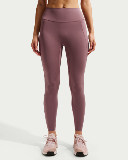 Nike Universa Women's High-Waisted 7/8 Leggings with No Front Seam - Tattoo/Tattoo/Burgundy Crush - View 2