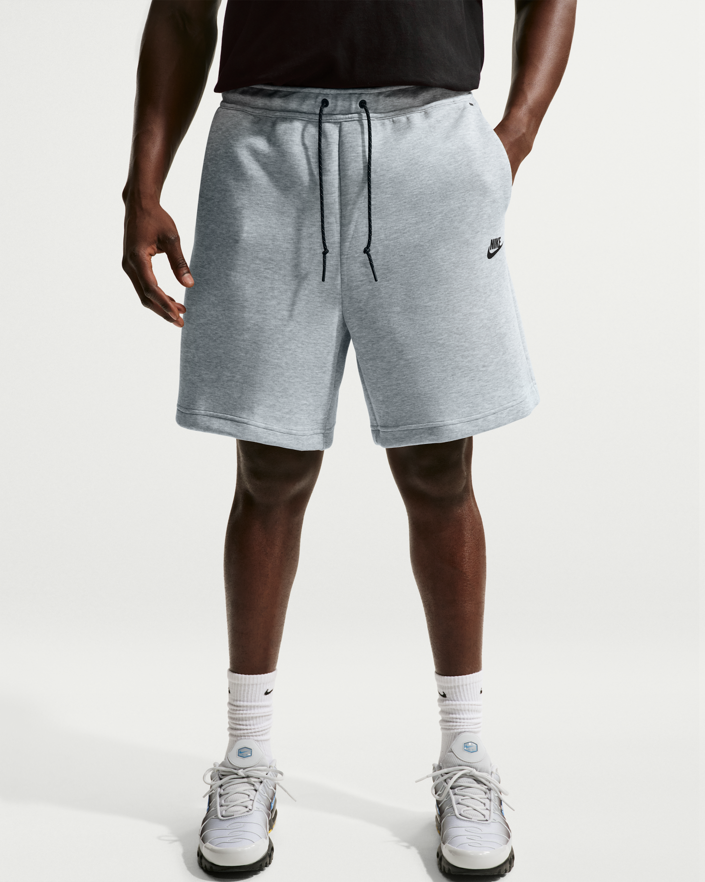 Nike Tech Men's Fleece Shorts - Dark Grey Heather/Black - View 7