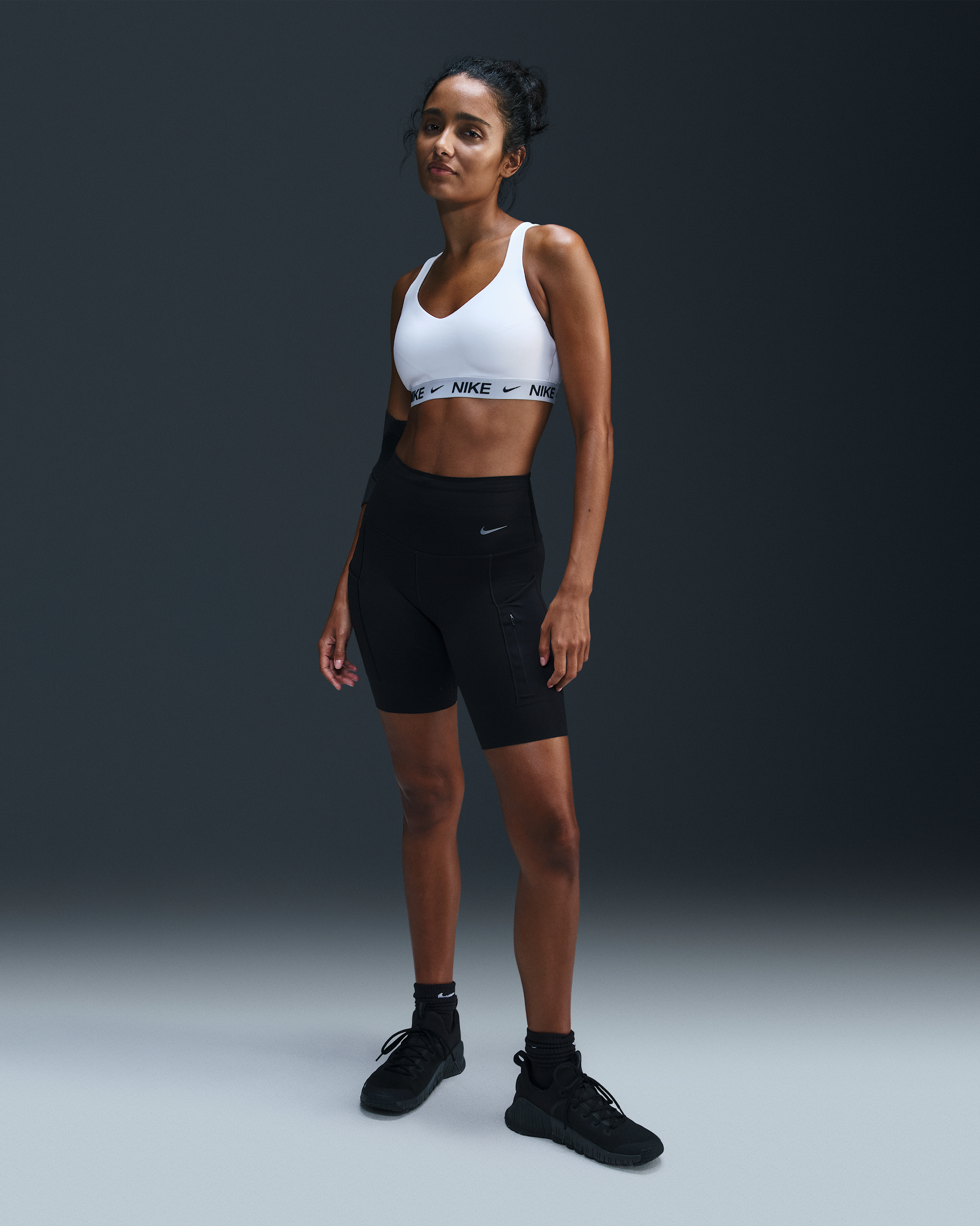 Nike Indy High-Support Women's Padded Adjustable Sports Bra - White/Stone Mauve/Black - View 4