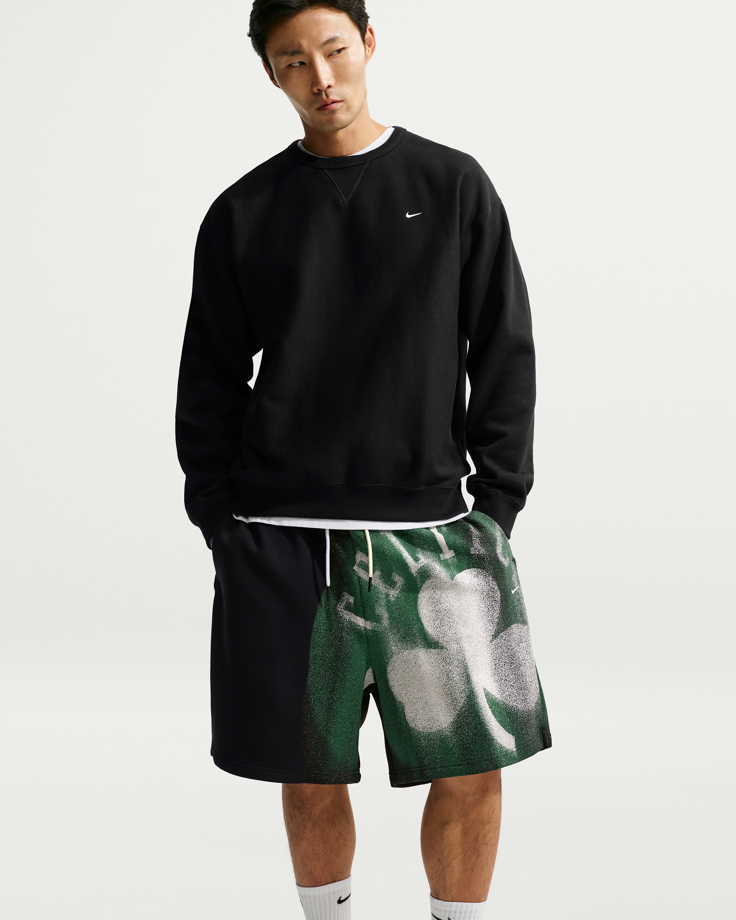 Boston Celtics Standard Issue Nike Men's Fleece Basketball Shorts - Black/White - View 4