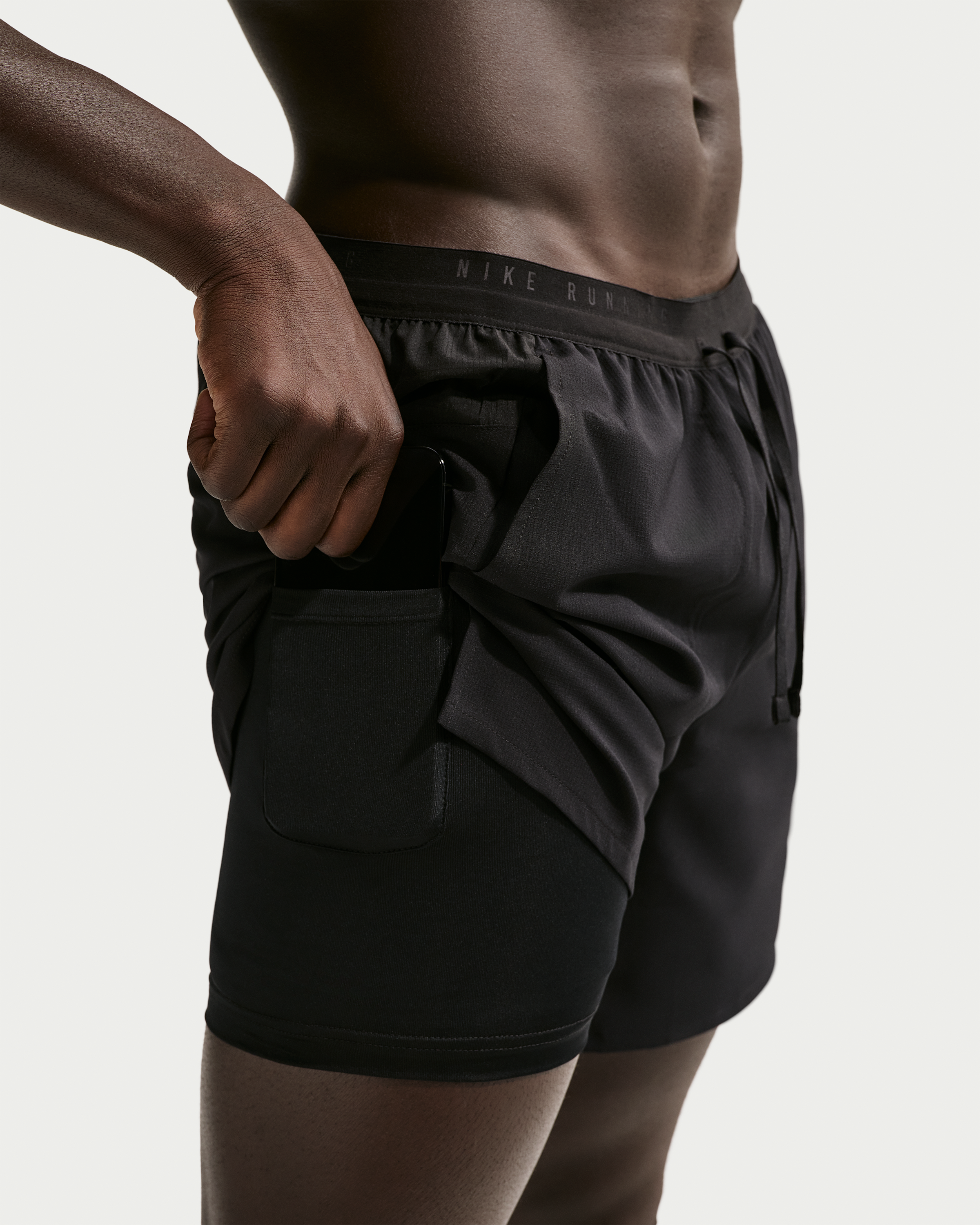 Nike Stride Men's Dri-FIT 18cm (approx.) 2-in-1 Running Shorts - Black - View 6