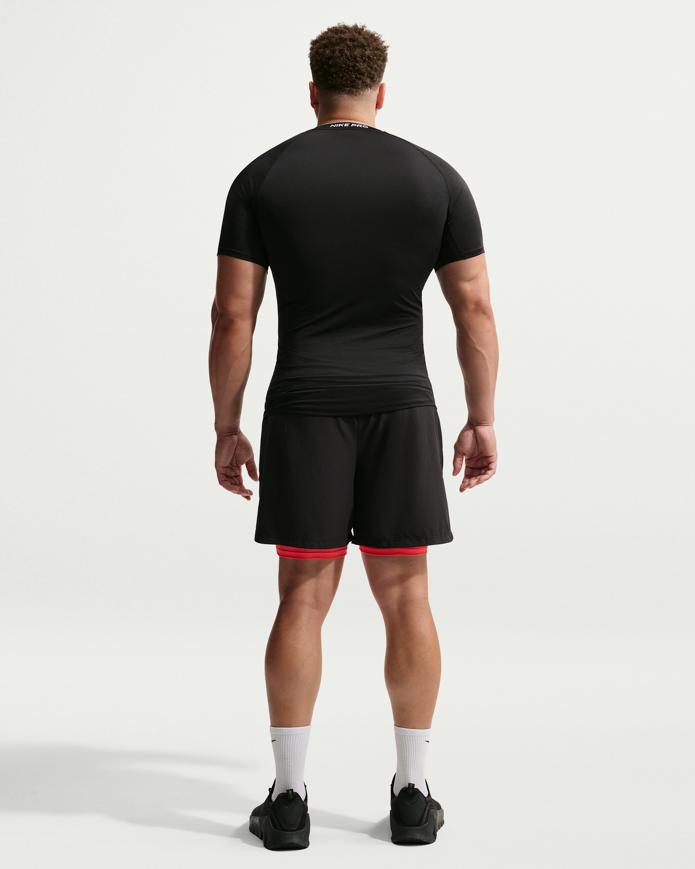 Nike Pro Men's Dri-FIT Tight Short-Sleeve Fitness Top - Black/White - View 10