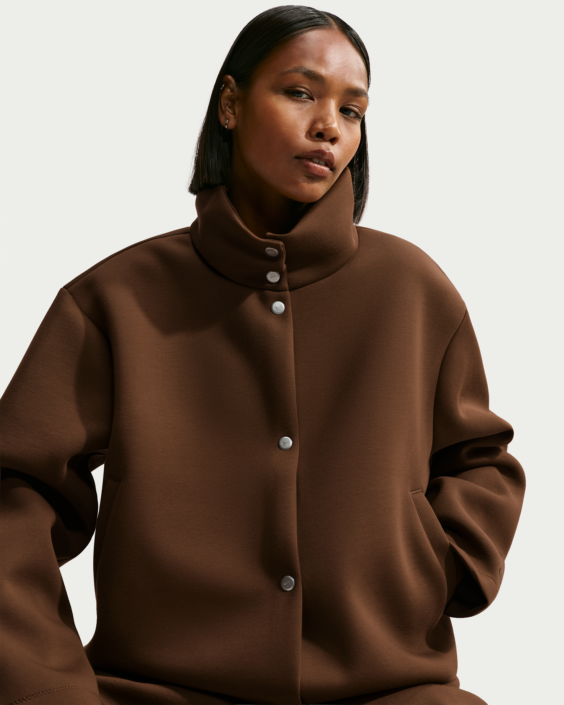 Nike Article Fleece Women's Oversized Jacket - Cacao Wow/Cacao Wow - View 1