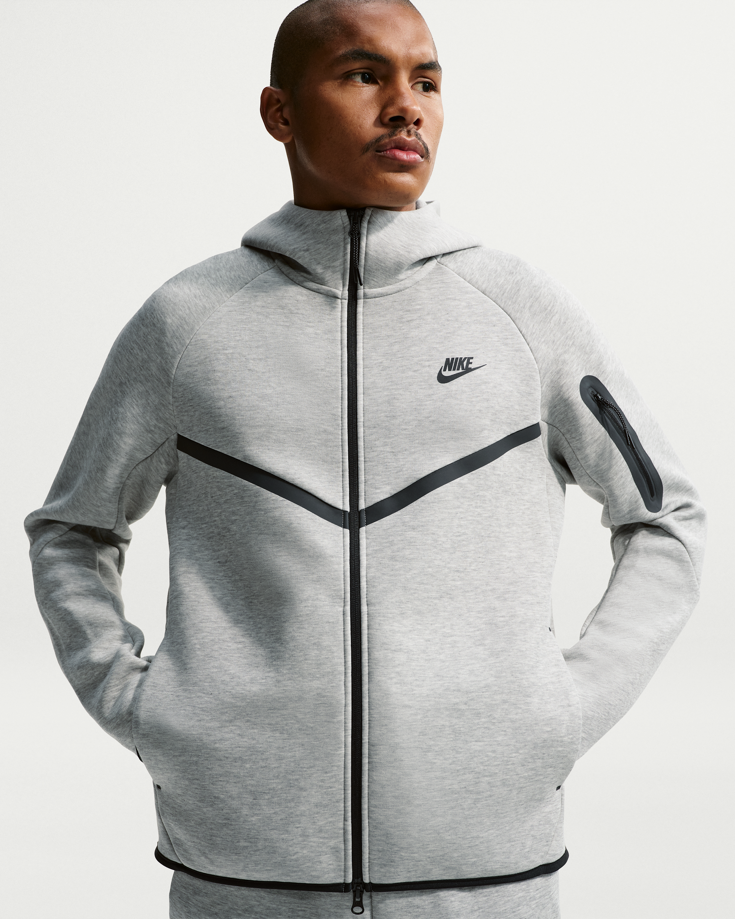 Nike Tech Men's Fleece Windrunner Full-Zip Jacket - Dark Grey Heather/Black - View 1