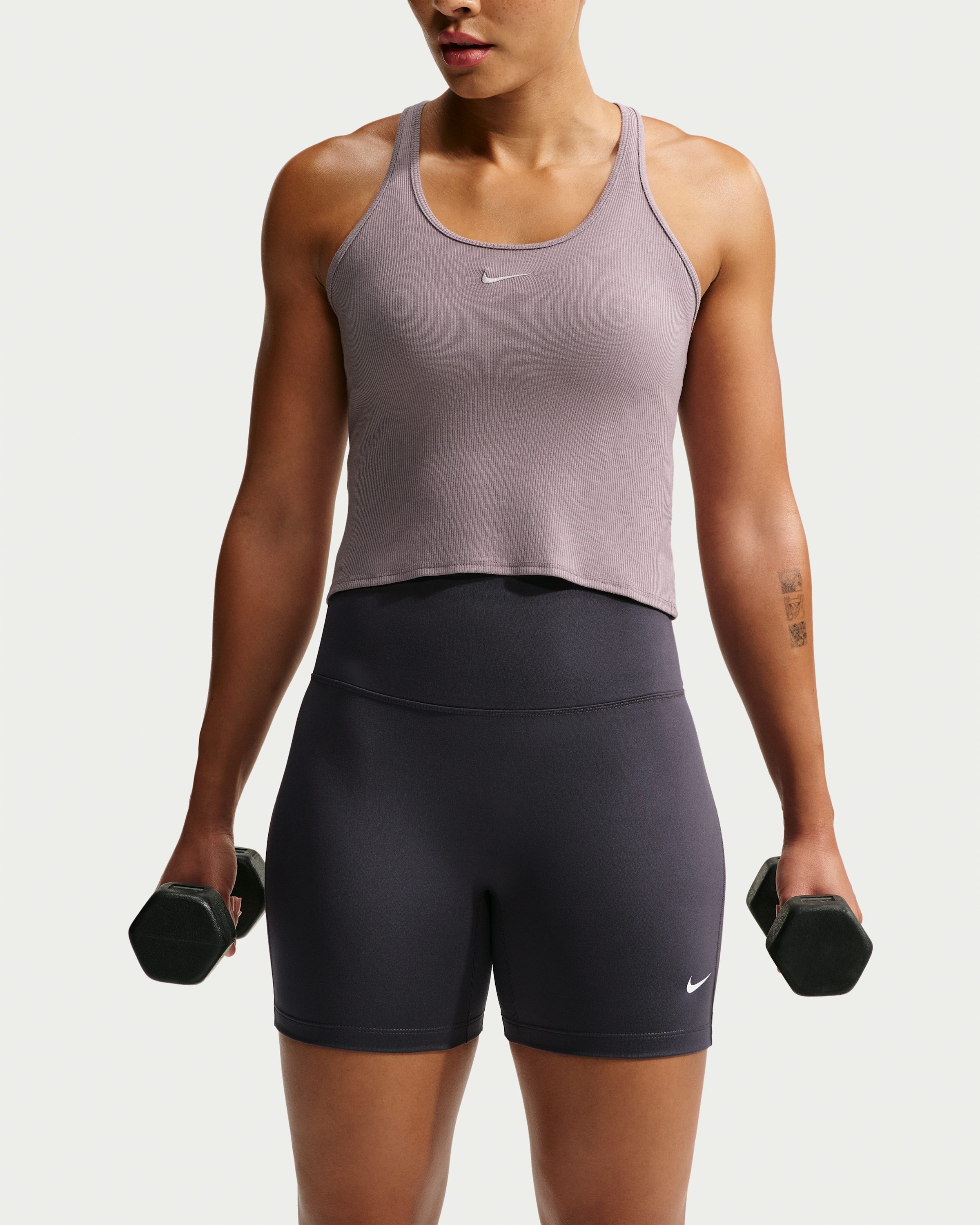 Nike One Women's High-Waisted 12.5cm (approx.) Biker Shorts - Gridiron/White - View 2