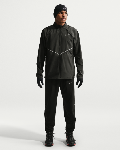 Nike Miler Men's Repel UV Protection Hooded Running Jacket - Black/Black - View 4