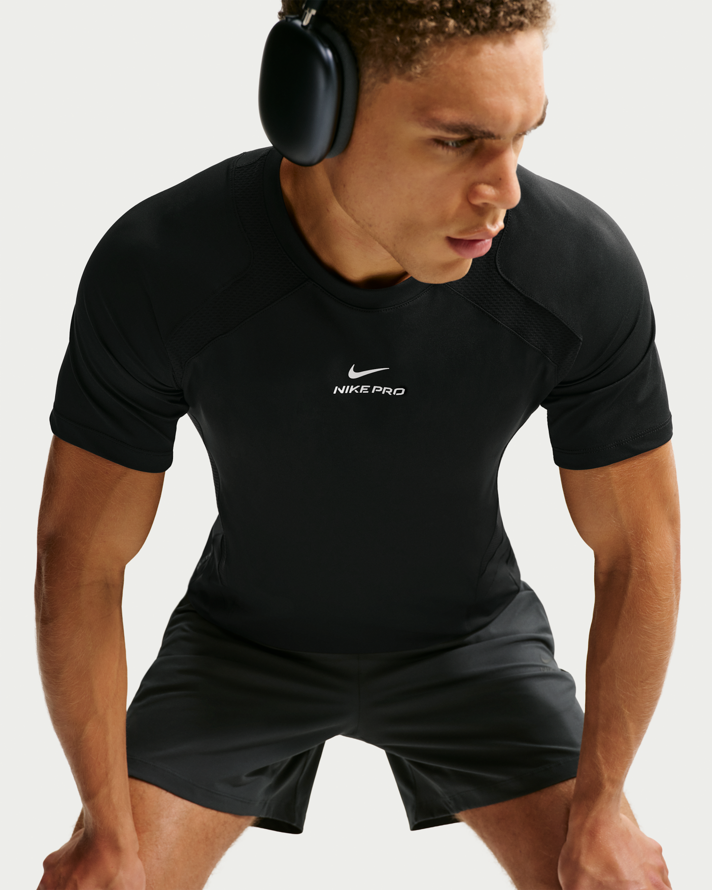 Nike Pro Training Men's Dri-FIT ADV Short-Sleeve Top - Black/Black/White - View 3