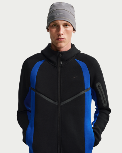 Nike Tech Men's Colour-Block Full-Zip Fleece Windrunner Jacket - Black/Old Royal/Black - View 1
