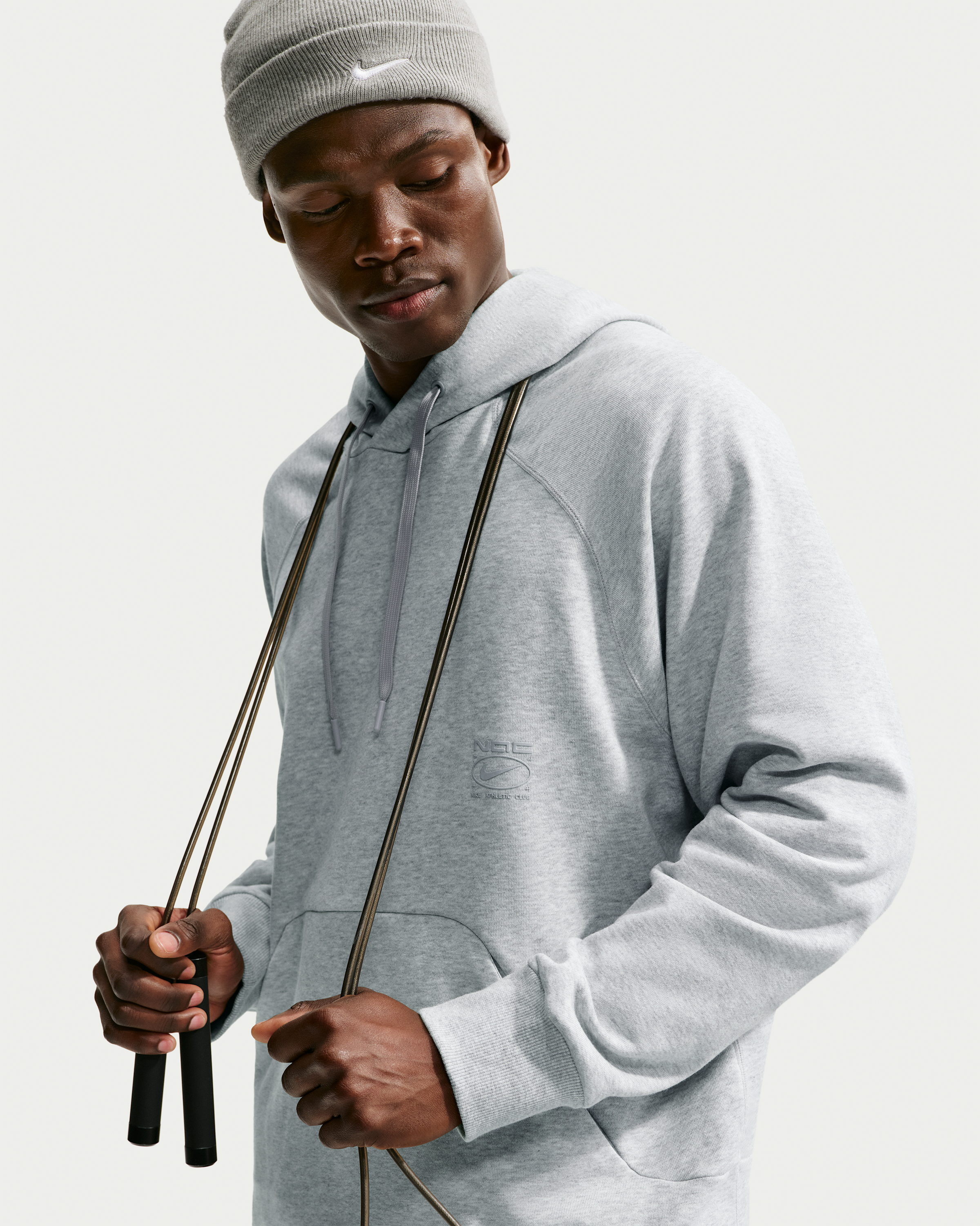 Nike N.A.C. Men's Dri-FIT Oversized Fleece Training Hoodie - Light Smoke Grey/Heather/Light Smoke Grey - View 3