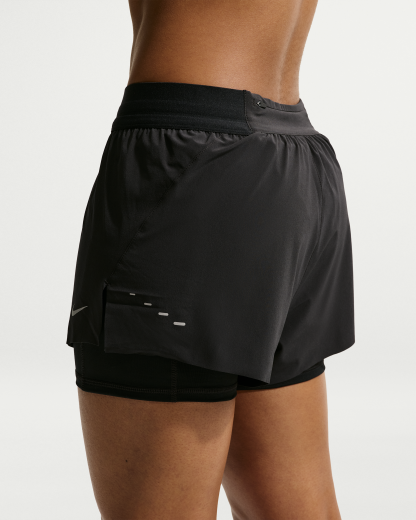 Nike Swift Women's Dri-FIT Mid-Rise 2-in-1 Running Shorts - Black - View 3
